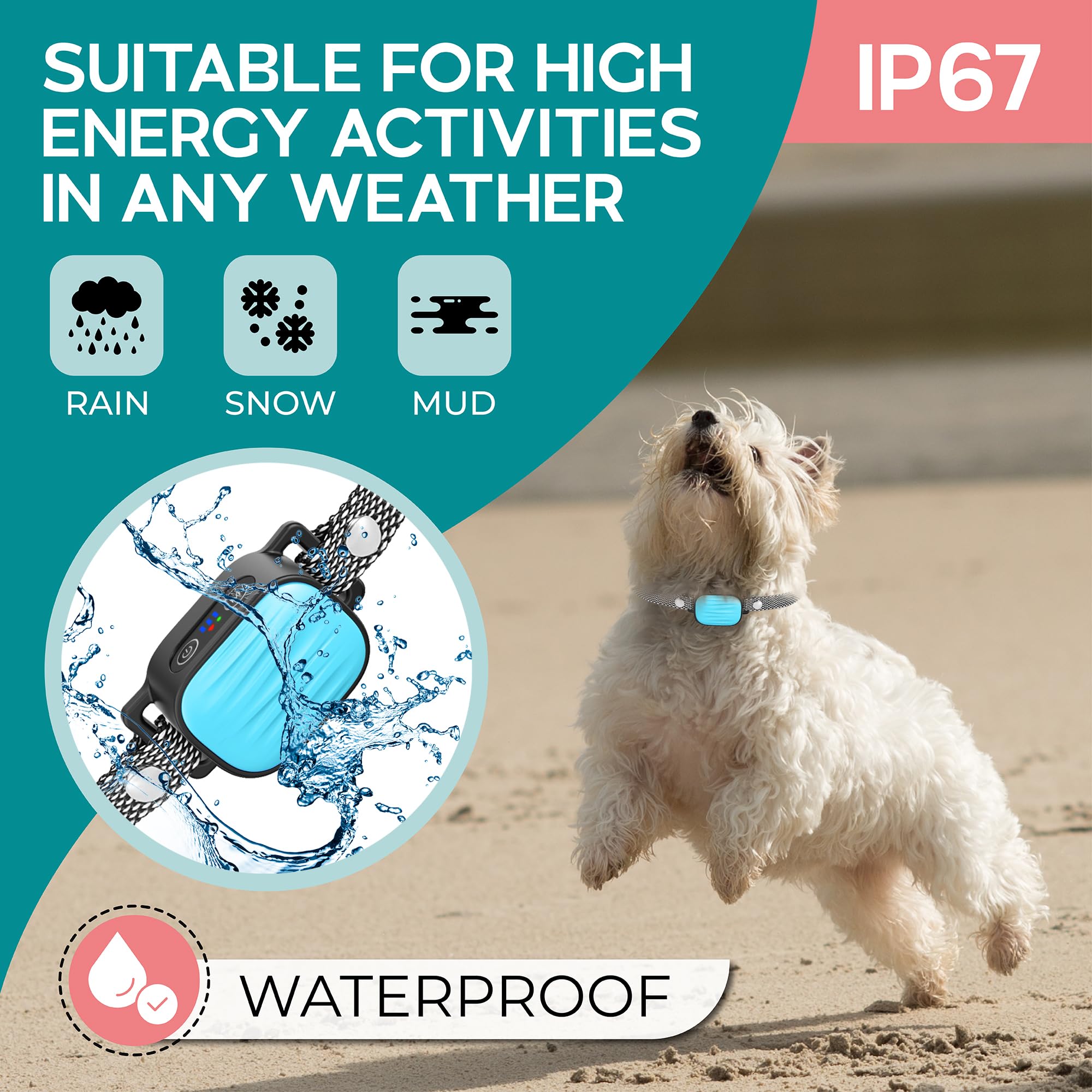 Bark Collar For Small/Medium Dogs, No Shock Anti Bark Collar, Rechargeable Anti Barking Collar W/2 Vibration & Beep Modes, Water