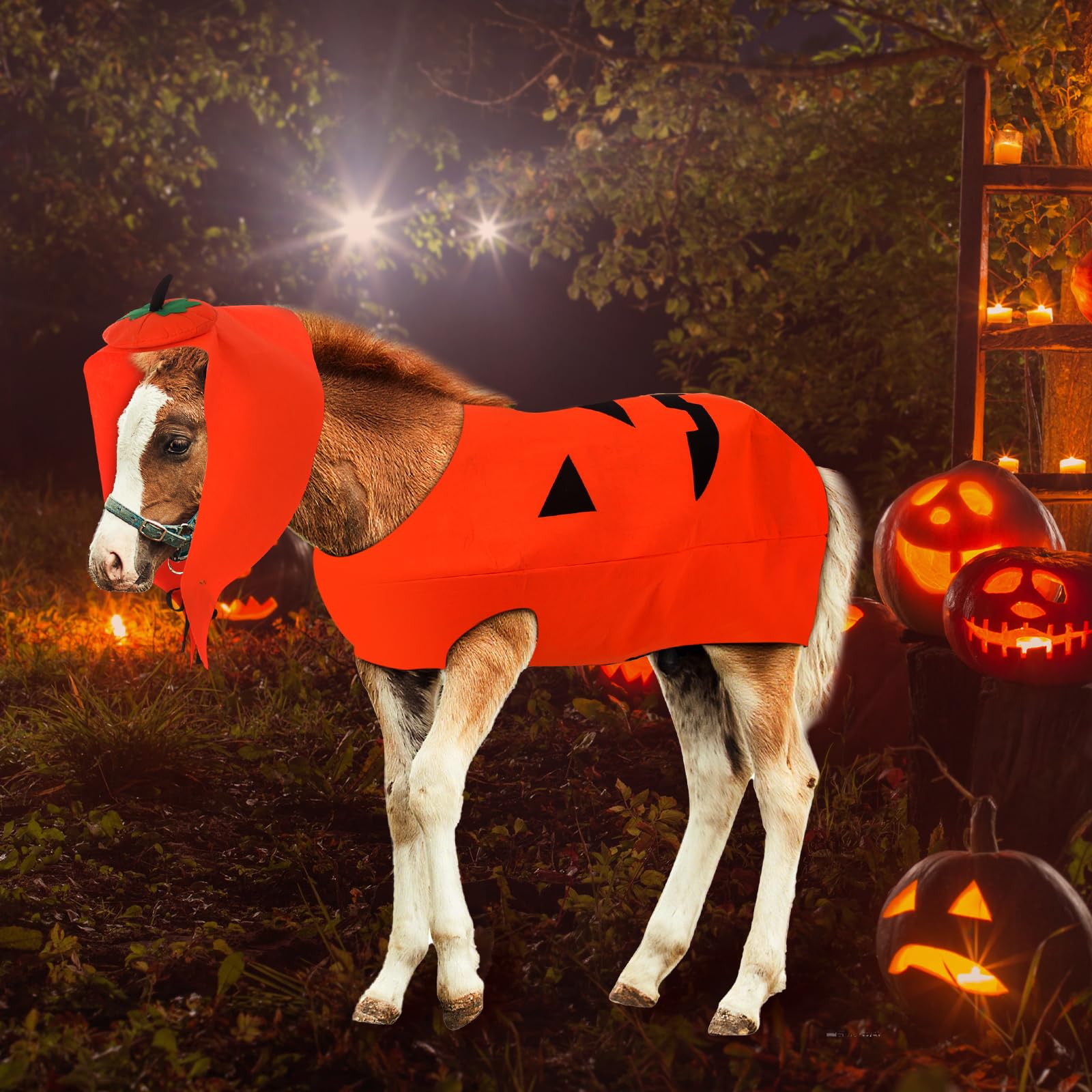 Maiteenly Halloween Horse Costume Gown Cosplay Supply for Holiday Horse Costume Accessories Trick or Treat(Pumpkin)