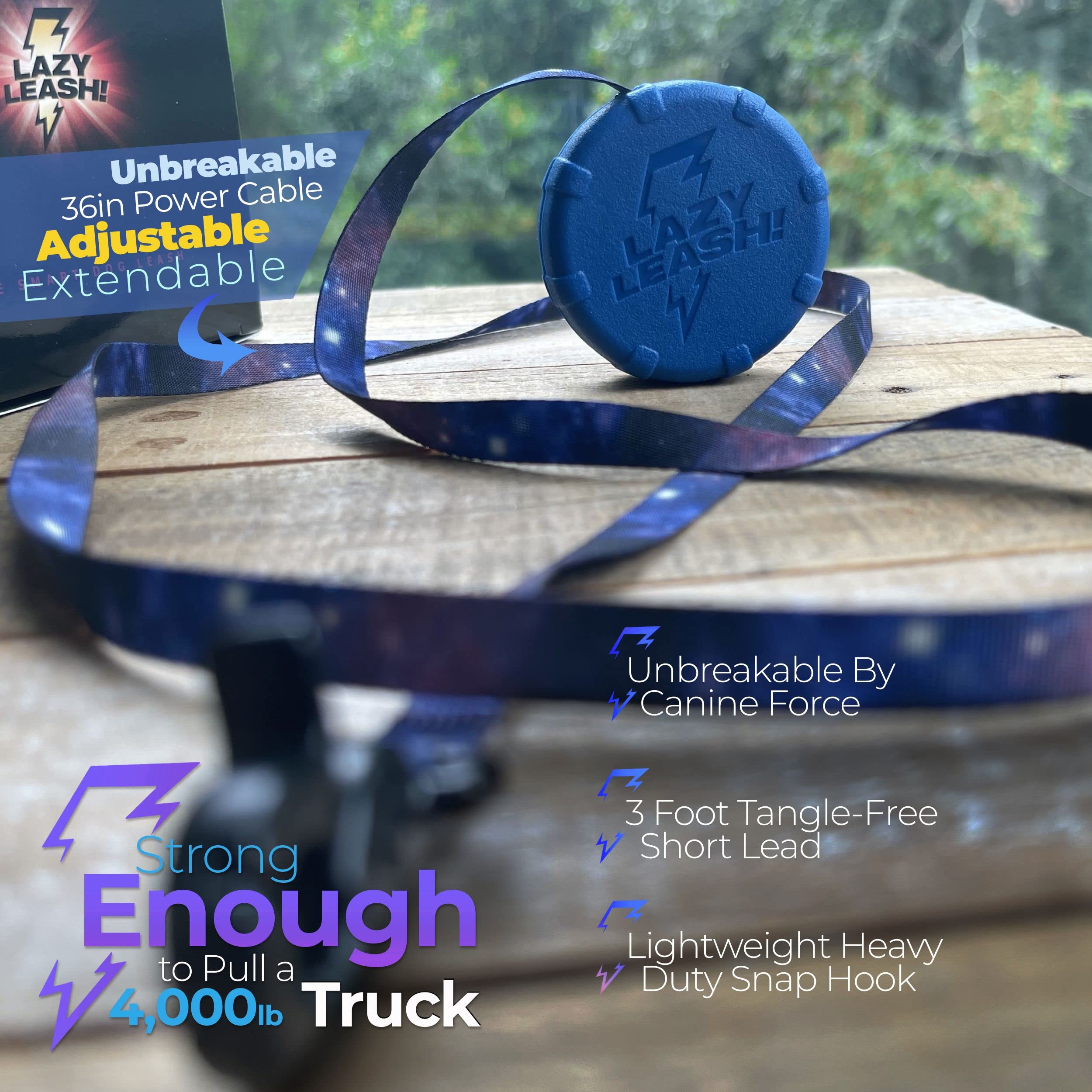 Galaxy Blue + Free Bonus Leash! Wearable Mini Adjustable Dog Leash For Hiking, Training & Adventure. Powerful Lightweight 36 R