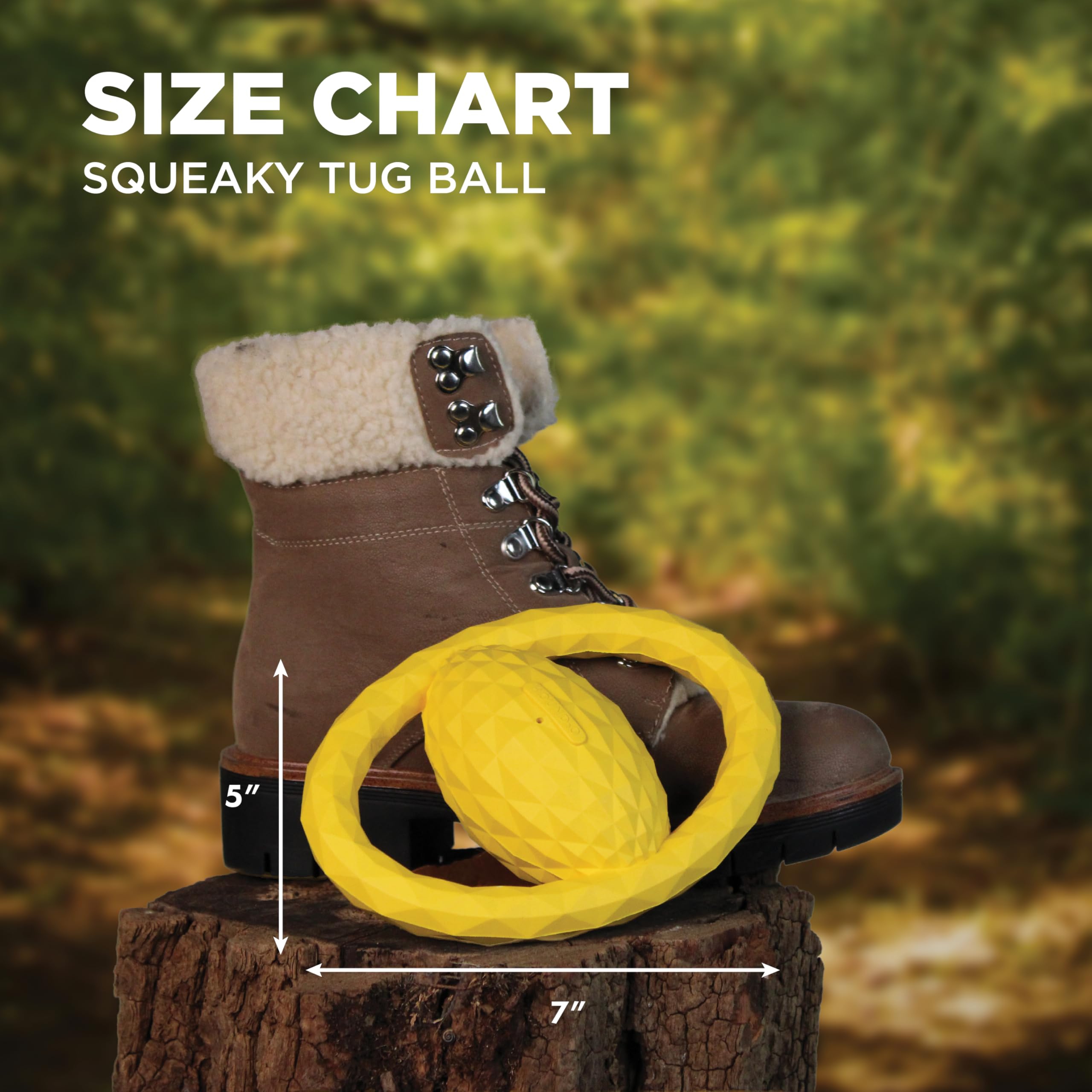 Hound2O Outdoor Dog Toys - Tug Ball, Yellow - Tough, Engaging, & Interactive Chew Toys - Chew, Chase, & Fetch - Durable Material