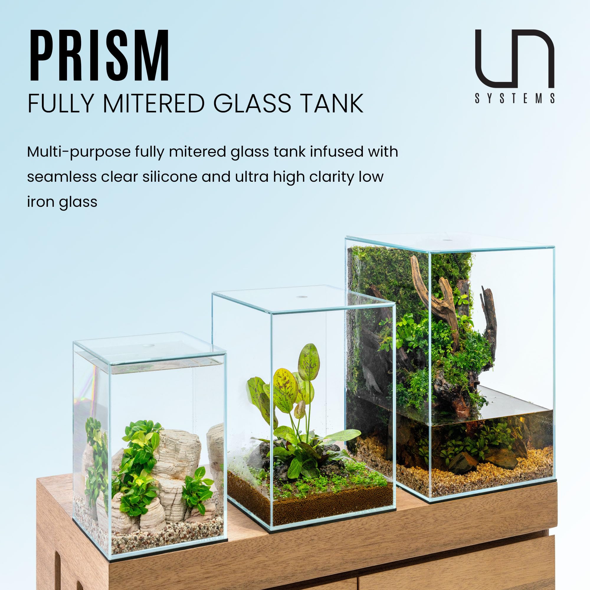 Ultum Nature Systems Prism Rimless Glass Aquarium - Cube Tank With Mitered Lid, Tall Nano Fish Tank For Home & Office - Uns Pris
