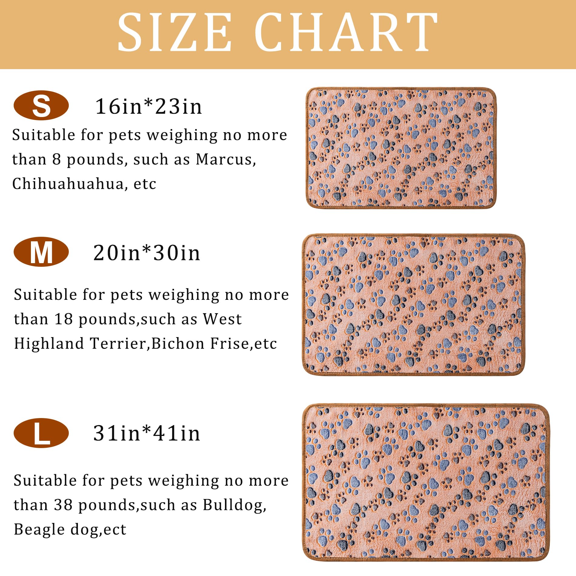 1 Pack 3 Blankets Super Soft Fluffy Premium Fleece Pet Blanket Flannel Paw Printed Throw for Dog Puppy Cat (Medium 30x20, Beig