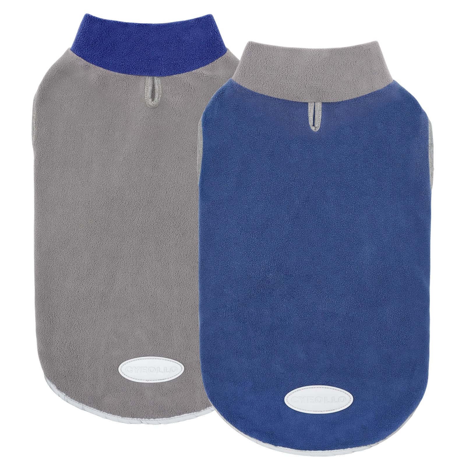 Cyeollo 2 Pack Reflective Dog Sweatshirt Pullover Fleece Vest With Leash Hole For Small Puppy Dogs Size S