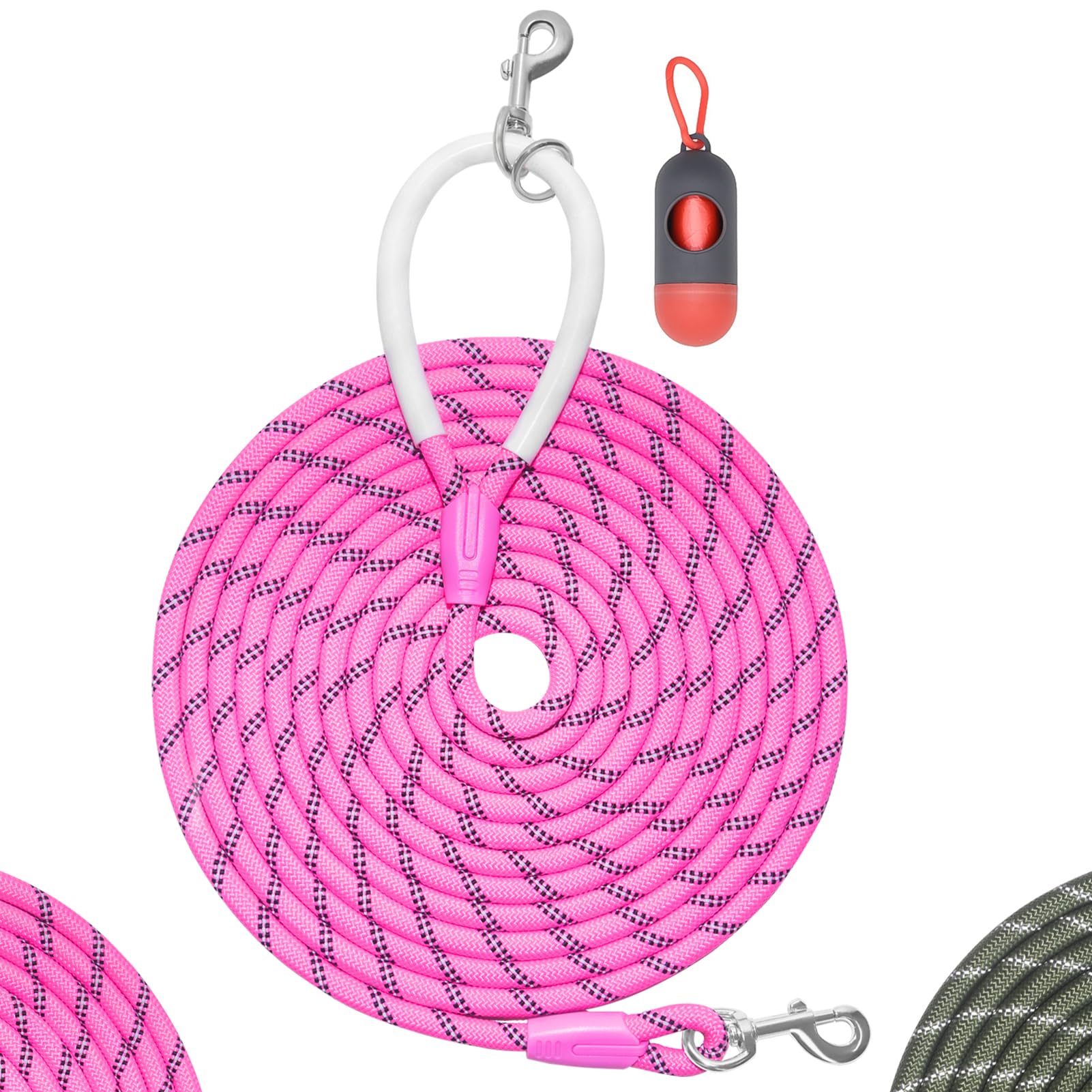 Codepets Heavy Duty Nylon Dog Training Leash 20FTx1/2in Pink with Comfortable Silicone Handle Highly Reflective No Tangle for Me