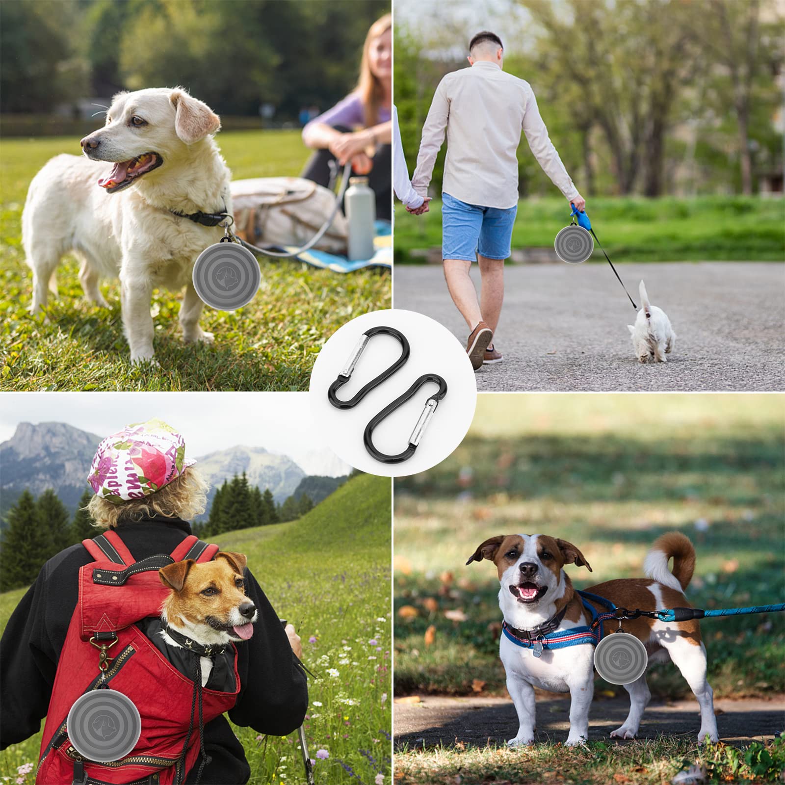 Slson Dog Bowls Pet Collapsible Bowl With Cover Lids,2 Pack Dog Travel Bowls Portable Foldable Cat Water Dish Bowl For Pets Walking Parking Camping (Black And Black, Small)