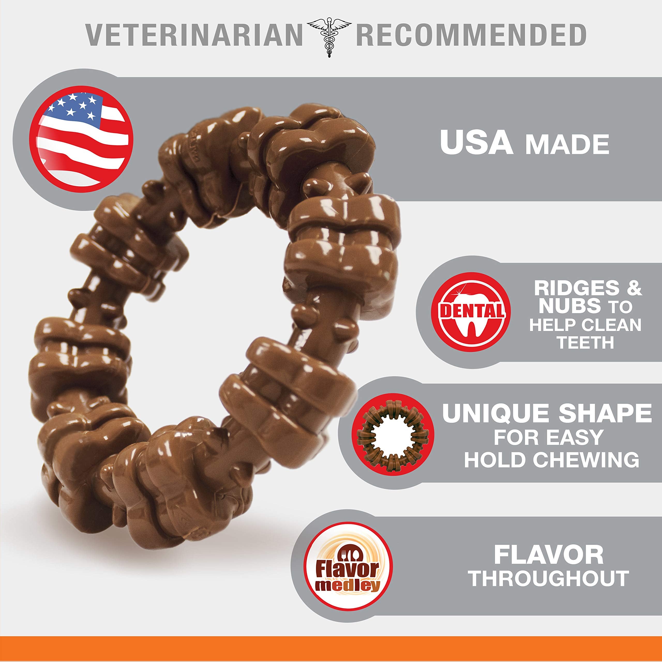 Nylabone Textured Ring Power Chew Toy for Small Dogs, Durable Dog Toys for Aggressive Chewers, Strong Dog Chew Bones To Keep The
