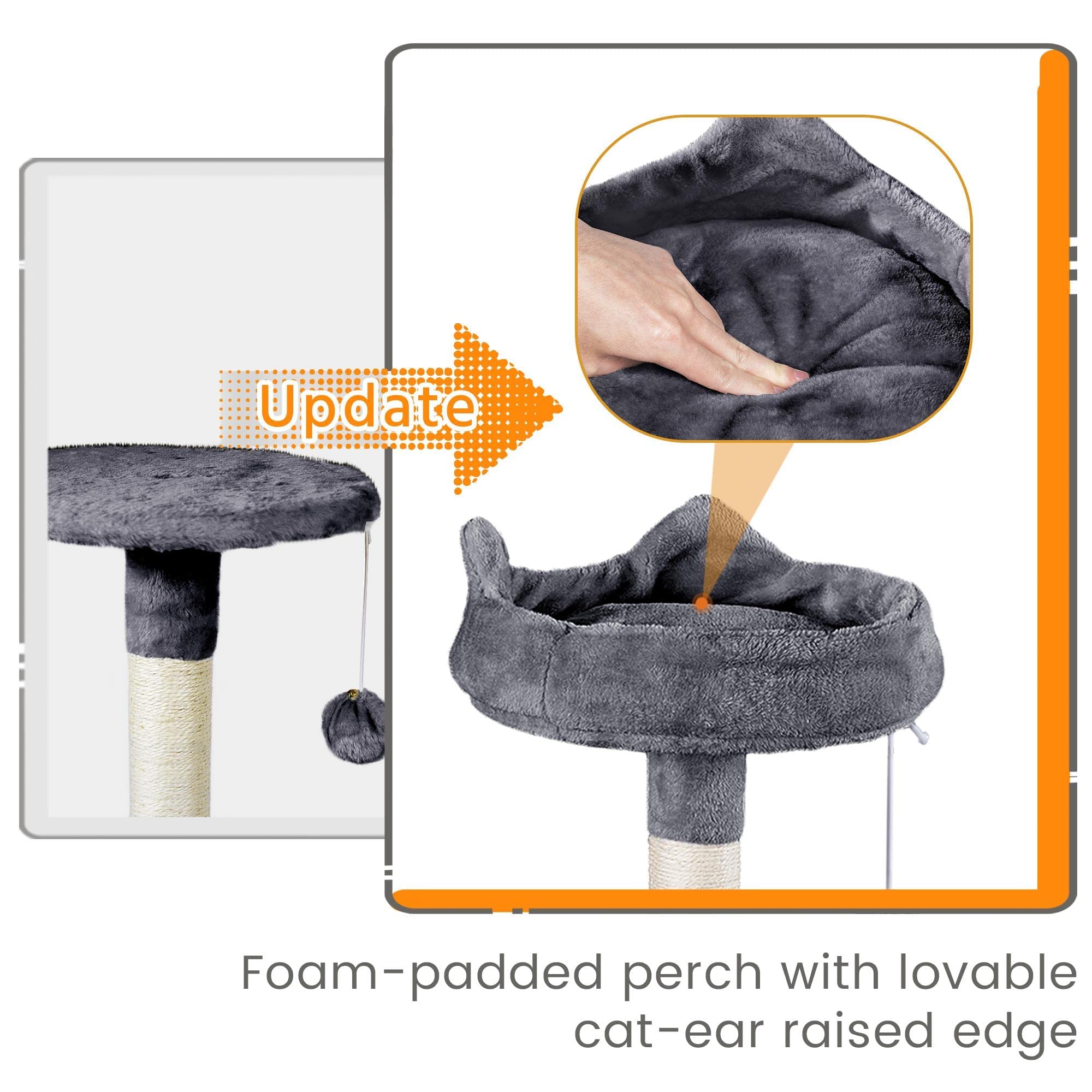 Yaheetech 70.5' H Cat Tower, Multi Level Cat Tree Kitten Condo With 2 Condos & 2 Foam-Padded Perches & Scratching Post & Fur Ball For Medium/Large Cats