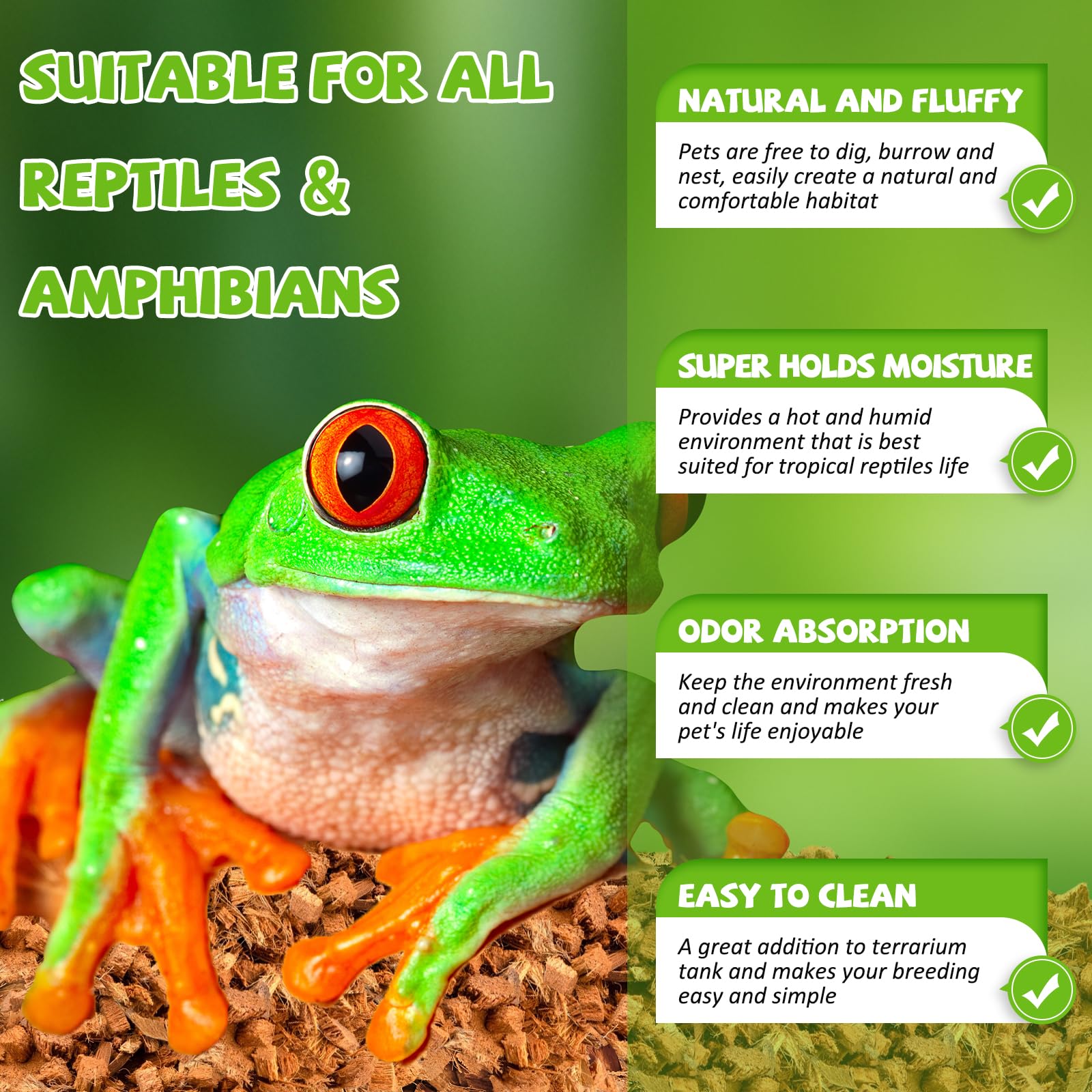 Legigo 4 Pack Coconut Chip Substrate for Reptiles, Natural Coco Husk Chip Reptiles Bedding, Compressed Coconut Chip Substrate fo
