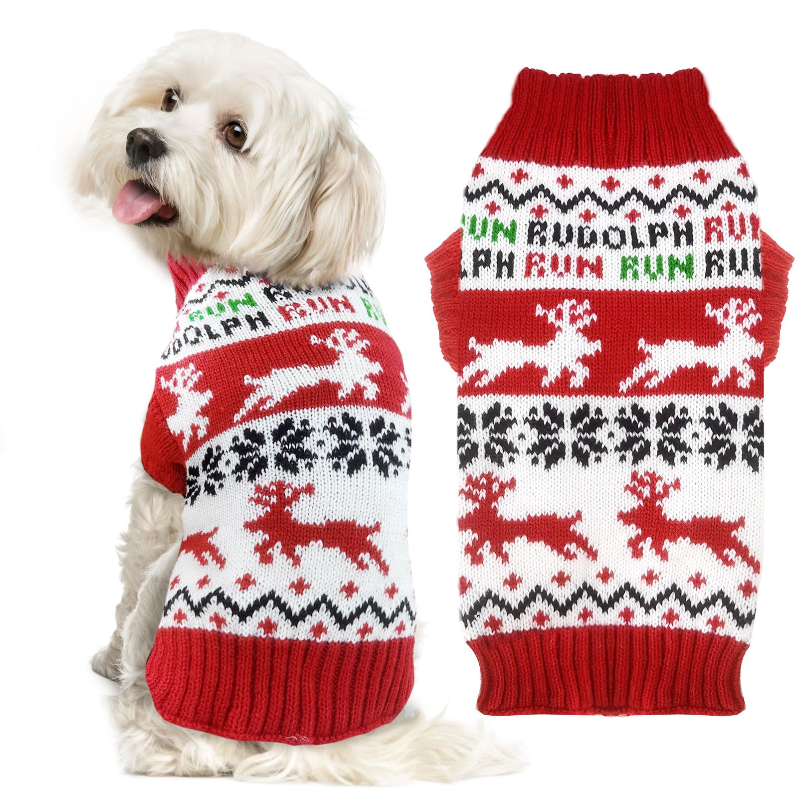 Doggyzstyle Dog Christmas Sweater Xmas Pet Clothes Cute Reindeer Christmas Dog Costume Outfits Holiday Knitwear Puppy Cat Jumper