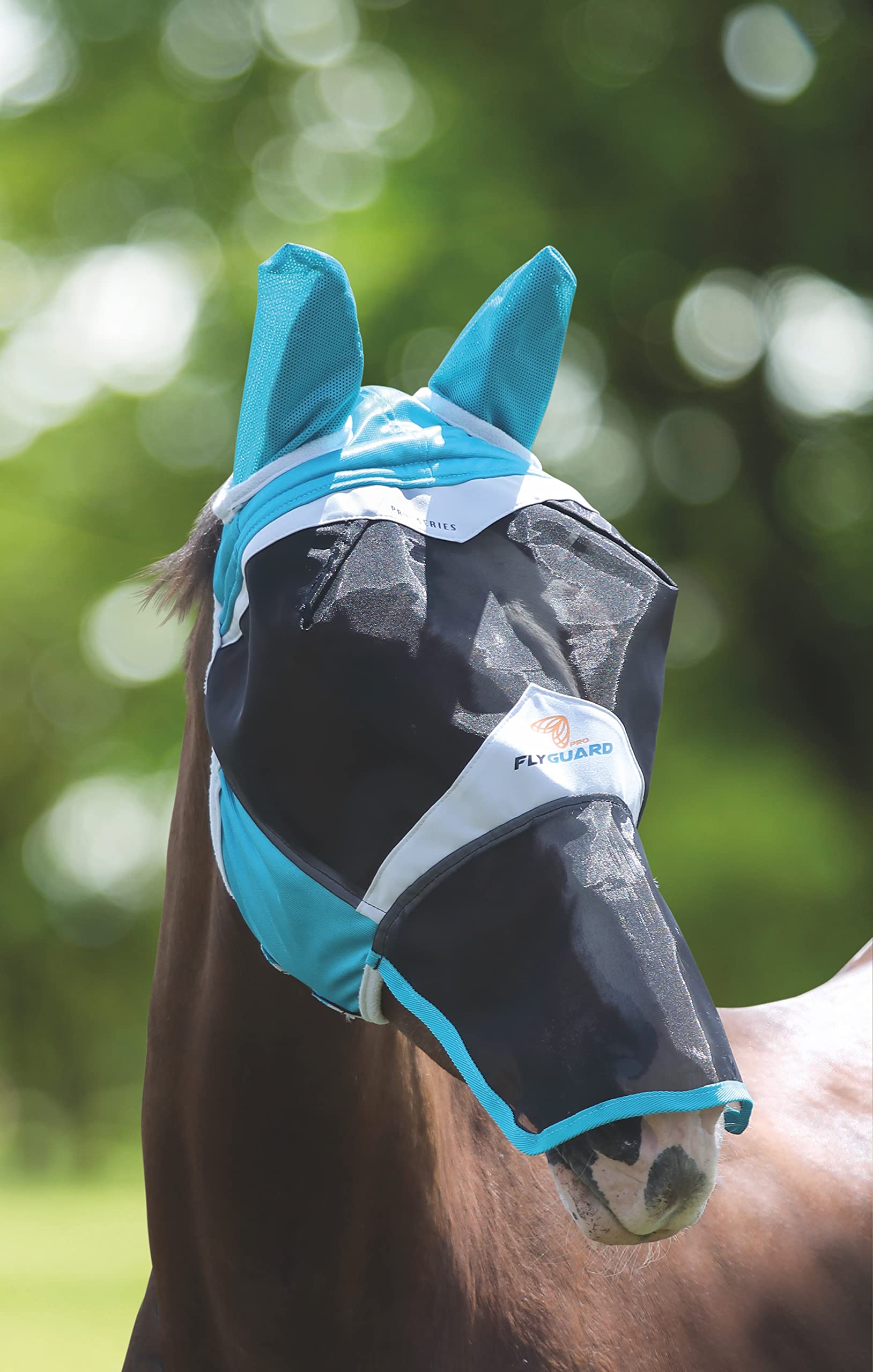 Fine Mesh Fly Mask with Ears & Nose (Small Pony, Teal)