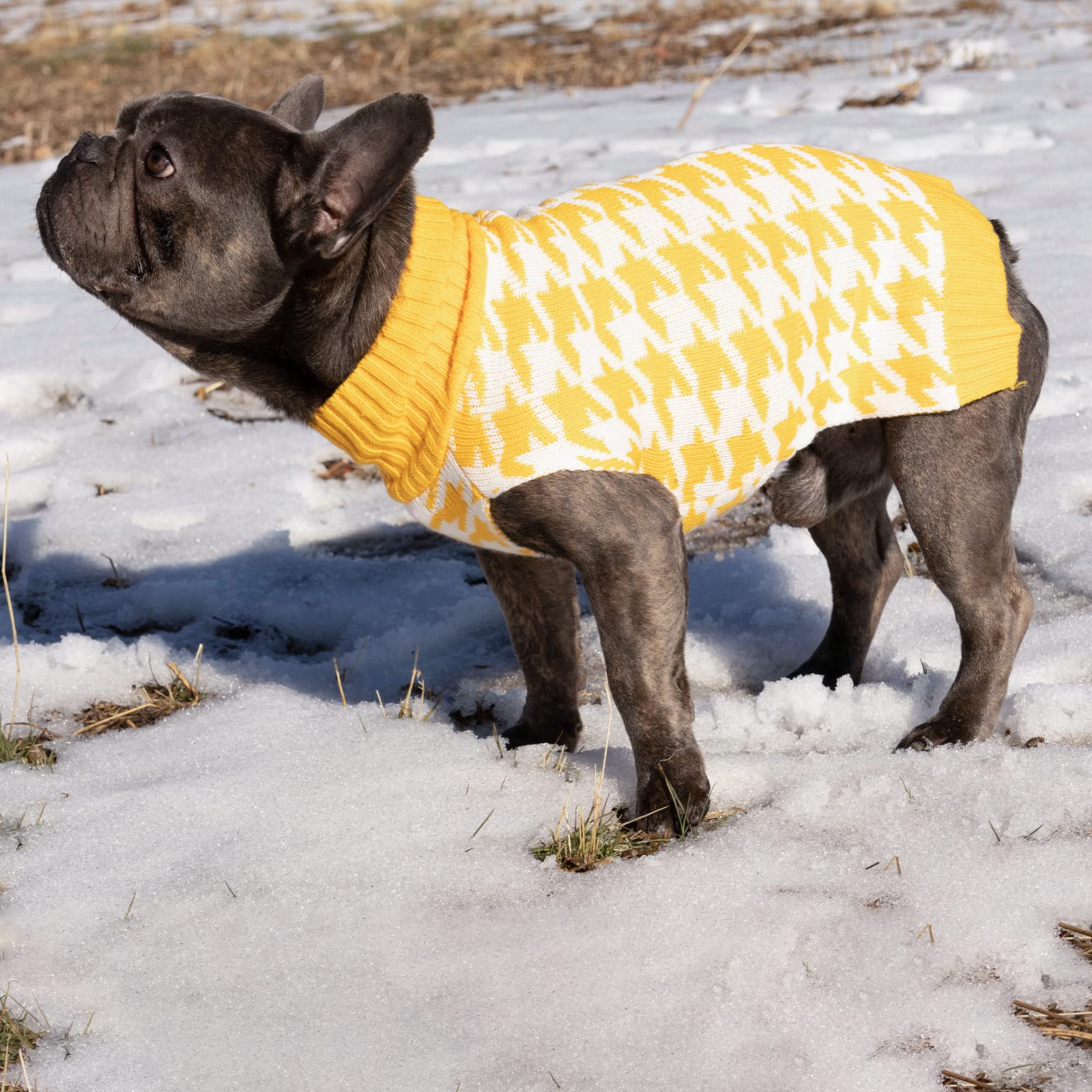 Cutebone Turtleneck Dog Sweater For Medium Dogs Houndstooth Pet Winter Clothes Pullover Sweater Cat Clothes