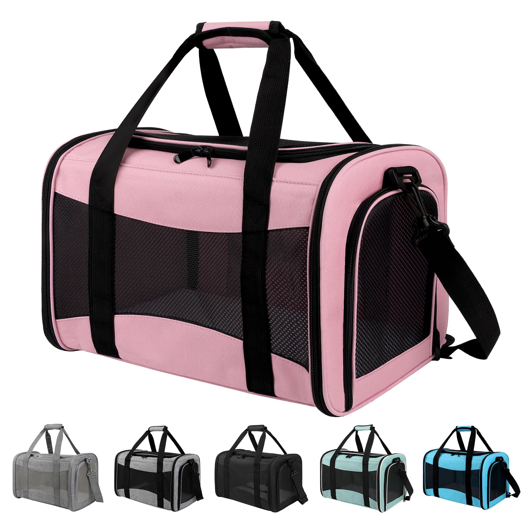 Yipincover Carriers Soft-Sided Pet Carrier Pink For Medium Large Cats Dogs Undertake 35Lbs,Ventilated Mesh Windows,Top Load Cat 