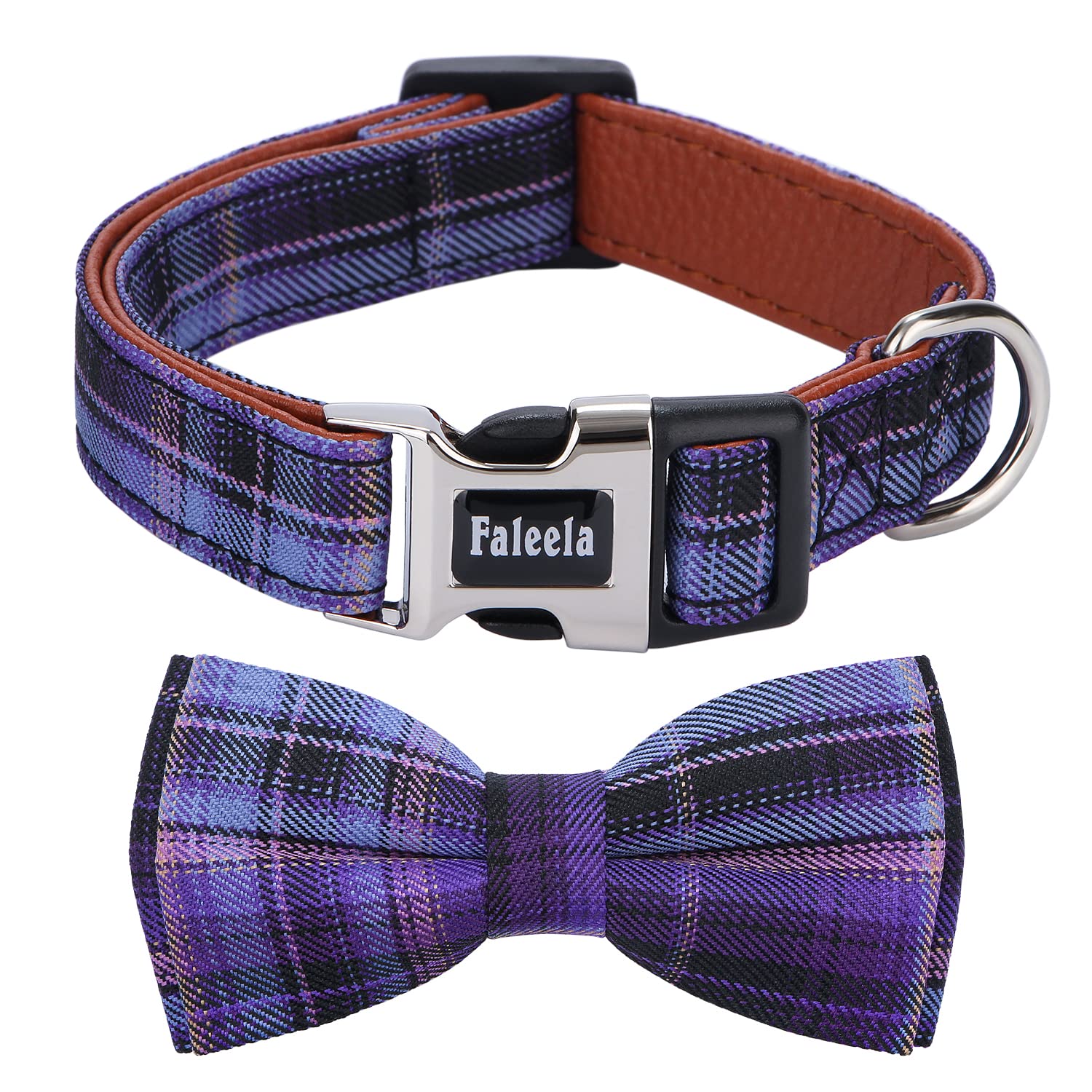 Faleela Soft &Comfy Bowtie Dog Collar,Detachable And Adjustable Bow Tie Collar,For Small Medium Large Pet (Purple, Large(Pack Of