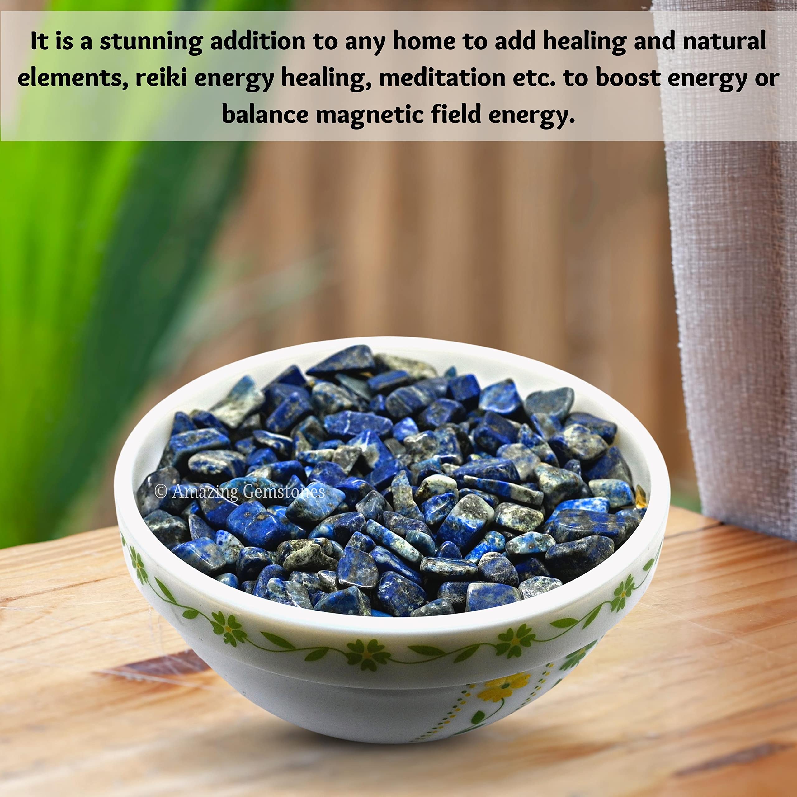 Lapis Lazuli Crystal Chips and Tiny Crystals - Aquarium Gravel Rocks, Bulk Fish Tank Gravel, Small Tumbled Stone Chips for Decor