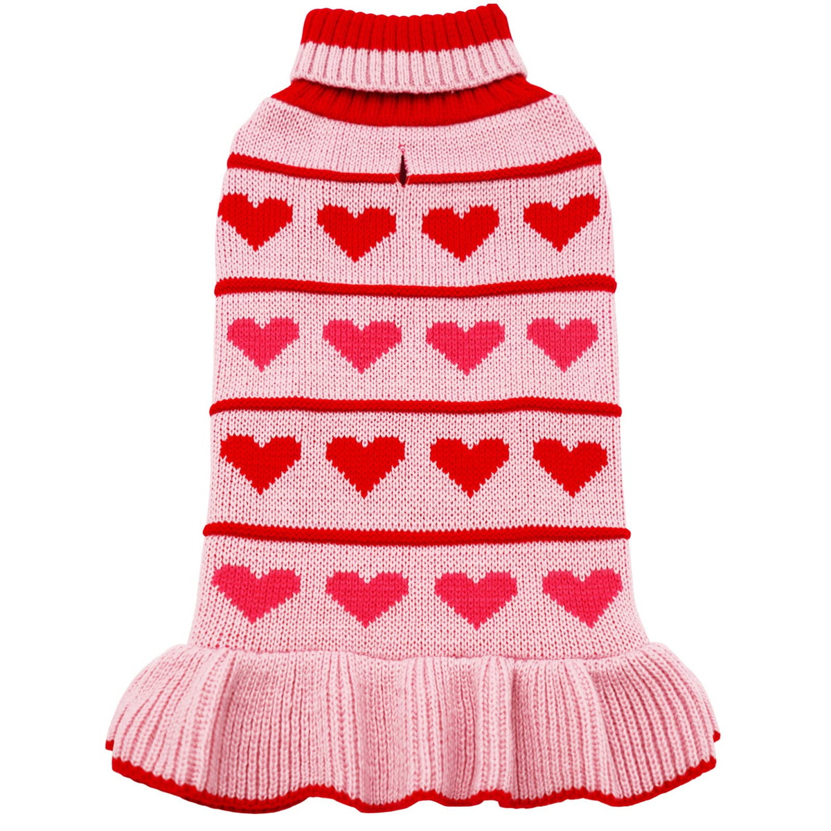 Kyeese Valentines Day Dog Sweaters Cute Red Love Design Dog Sweaters With Leash Hole Pet Sweater Pet Clothes,S