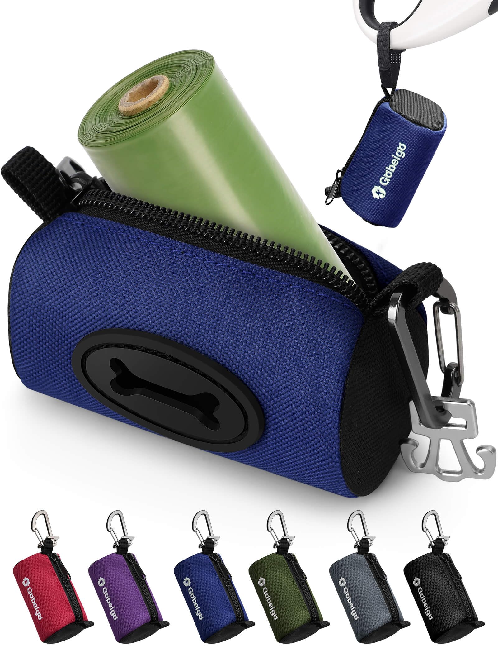 Gobeigo Dog Poop Bag Holder For Leash, Large Opening For Easy Pull Out, Doggy Poo Bag Dispenser With Used Waste Bag Carrier Suit