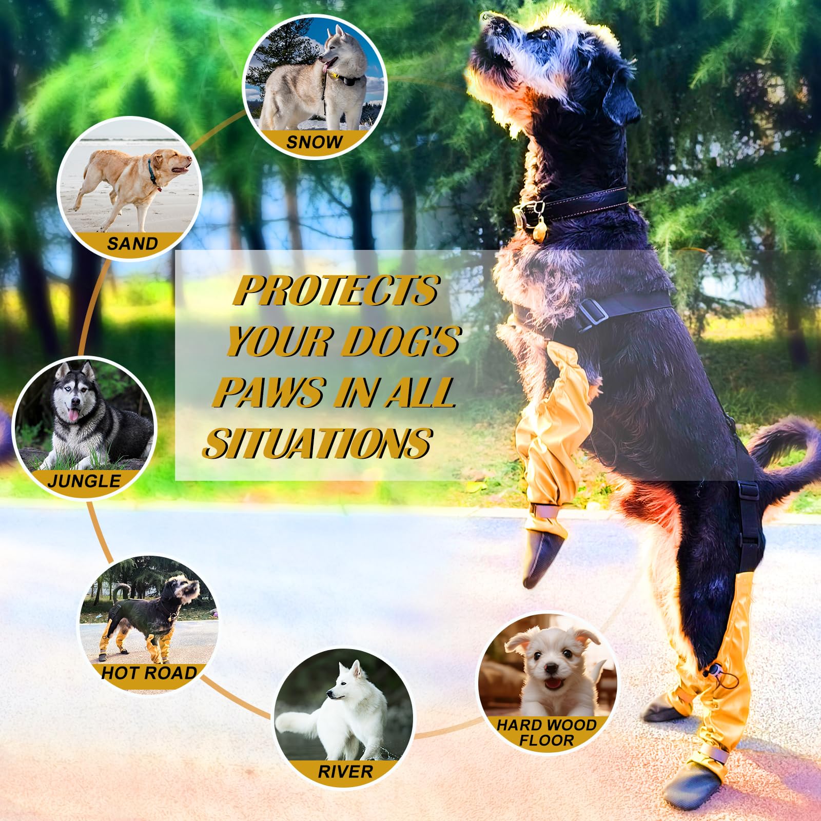 Outdoor Waterproof Dog Boots, Dog Paw Protector For Small Medium Dogs, Dog Shoes Nonslip For Snow Rain, Anti-Slip Dog Shoes With