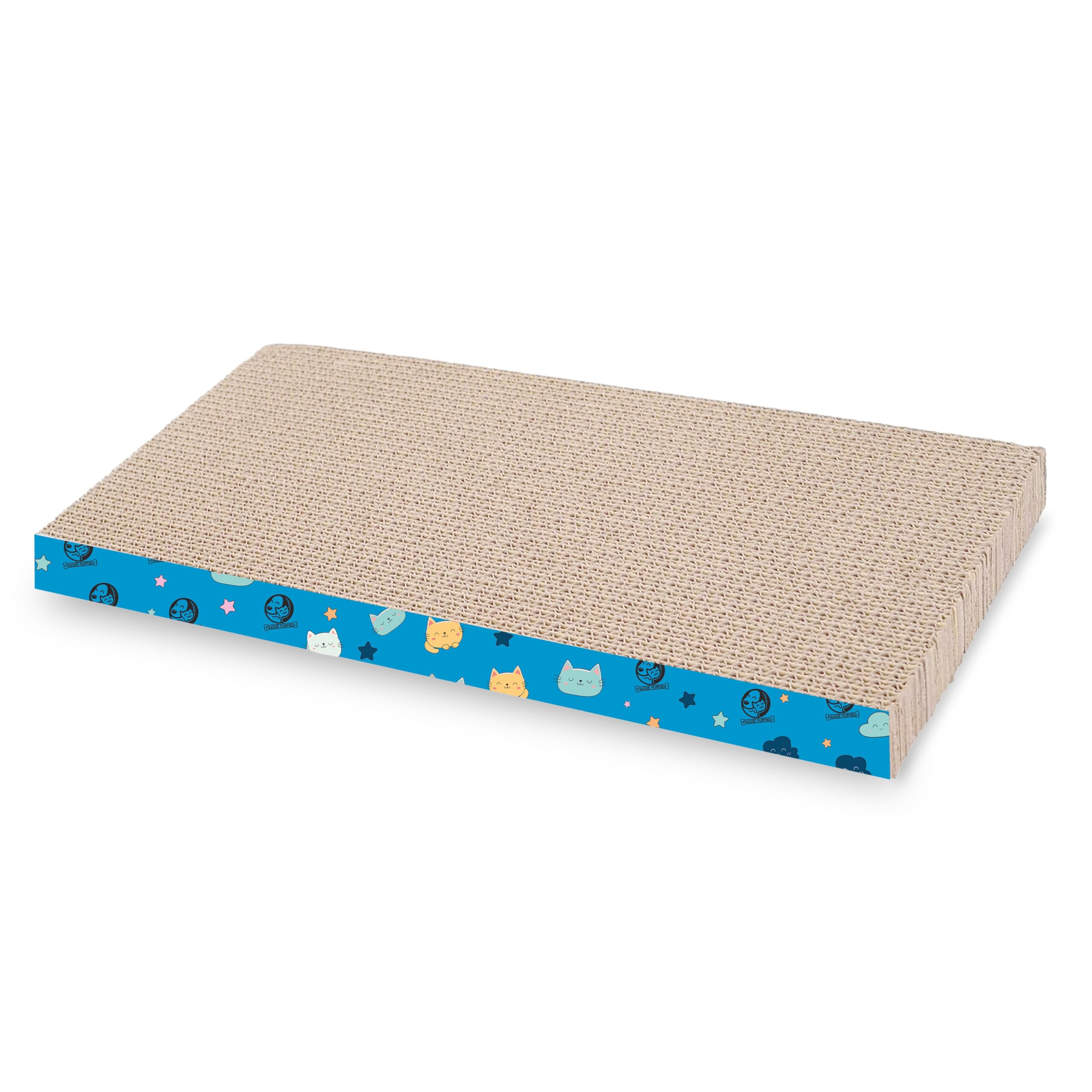 Foodie Puppies 2In1 Reversible Cat Scratcher Pad With Catnip  (Flat Scratcher 43 X 23 X 4 Cm) | Durable Corrugated Cardboard 