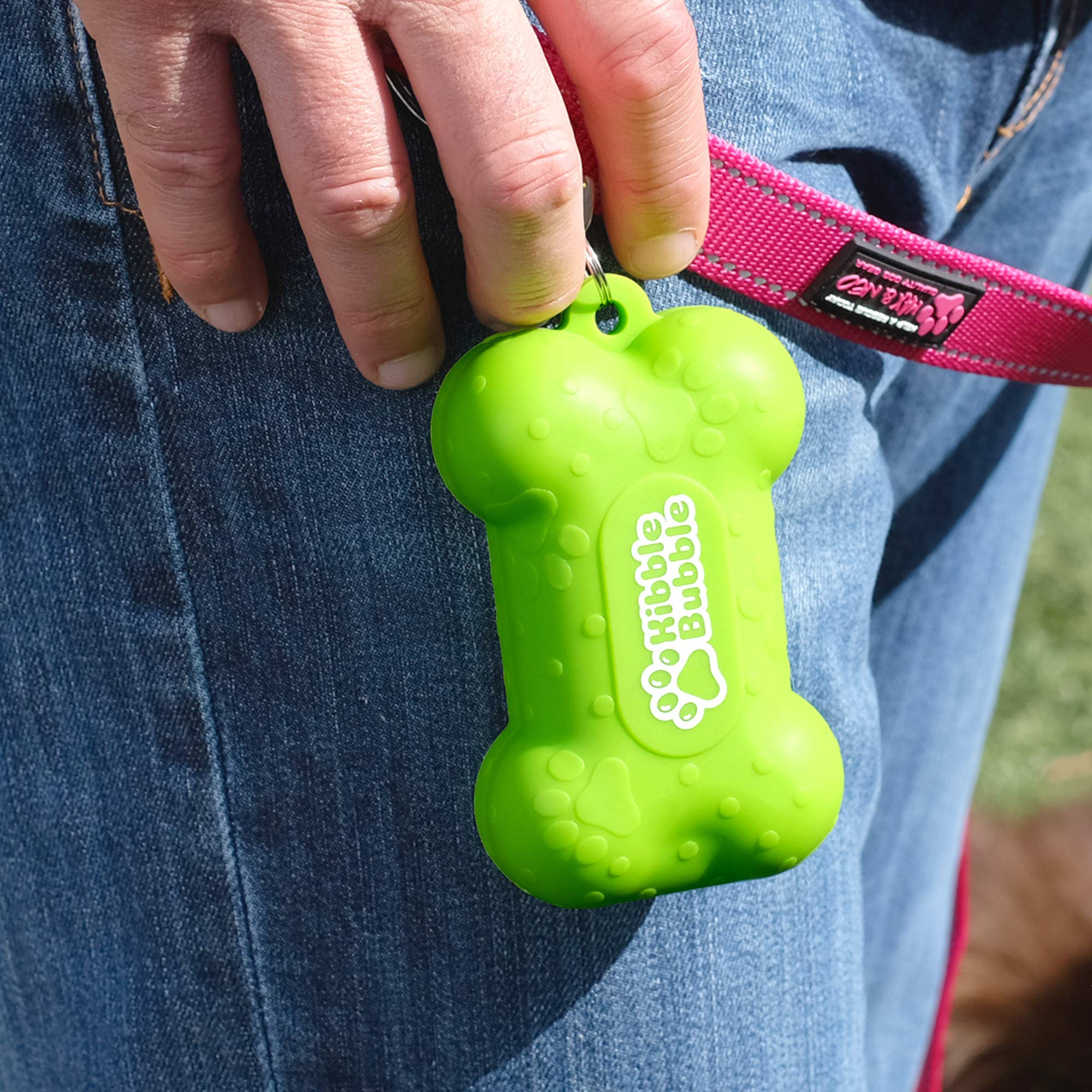 Kibble Bubble Dog Treat Pouch, Bone, Green