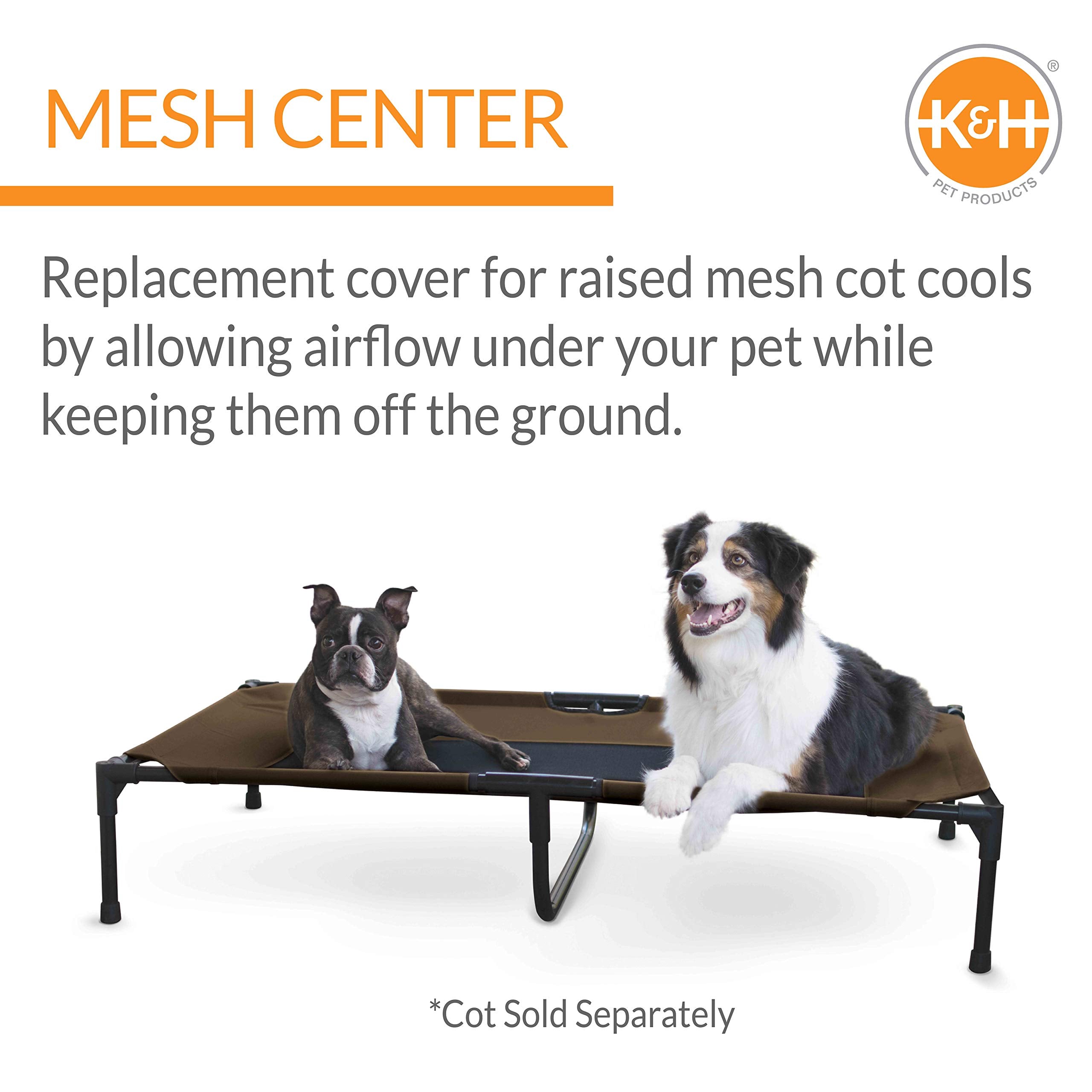 K&H Pet Products Original Pet Cot Replacement Cover (Cot Sold Separately) - Chocolate/Black Mesh, X-Large 32 X 50 Inches