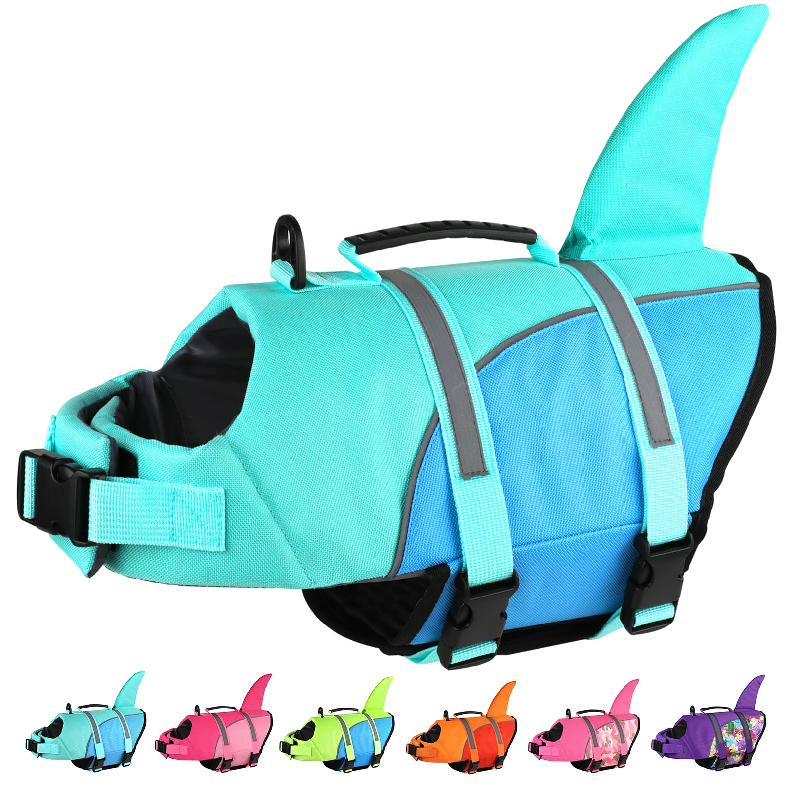 Doglay Shark Dog Life Jacket With Adjustable Vests For Swimming Boating, Ripstop Pet Flotation Vest For Small Medium Large Dogs