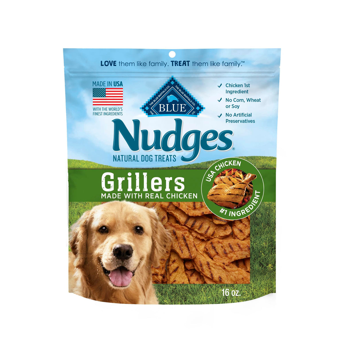 Blue Buffalo Nudges Grillers Natural Dog Treats, Made In The Usa With Real Chicken, 16-Oz. Bag