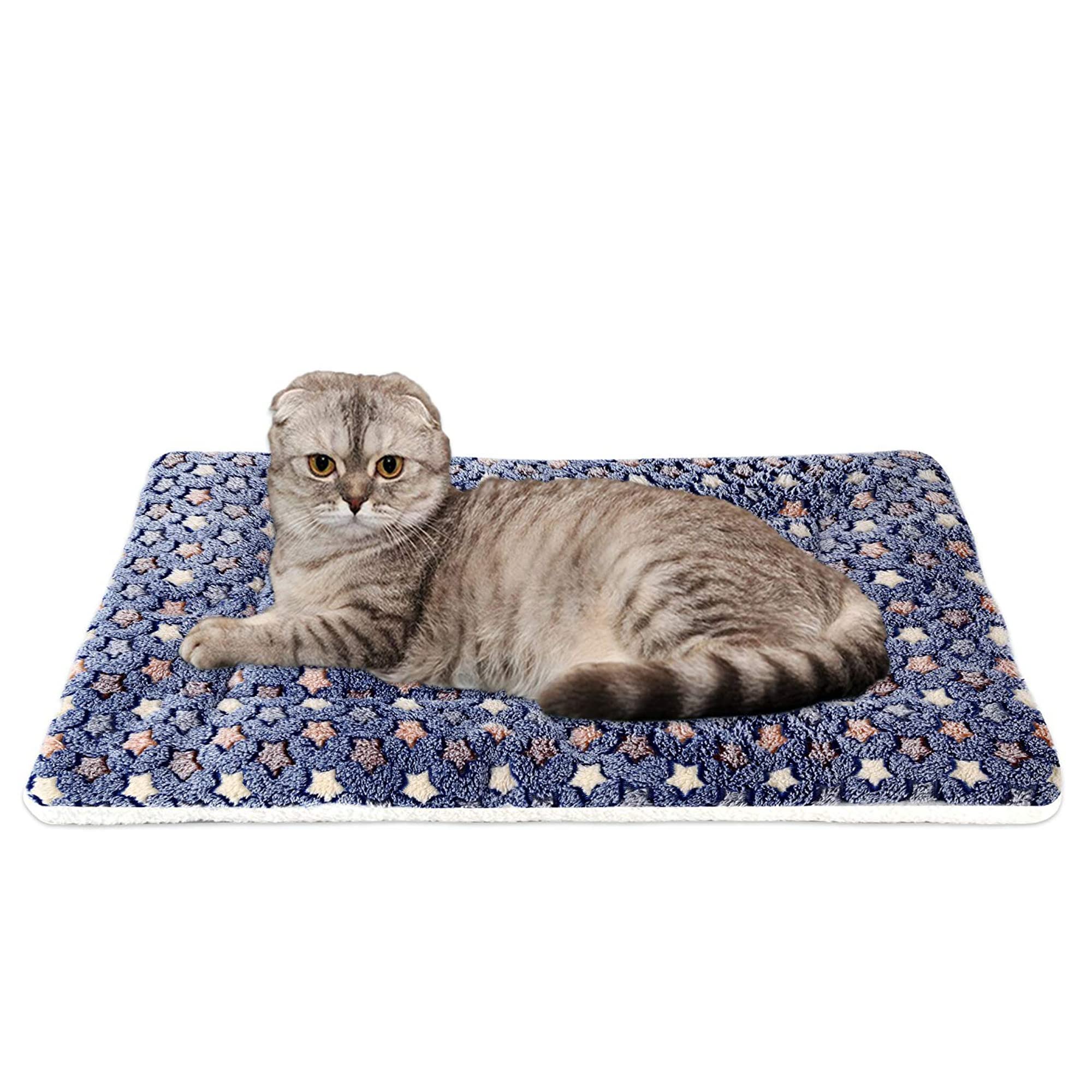 FJWYSANGU Pet Blanket Premium Fluffy Flannel Cushion Soft and Warm Mat for Dogs Cats(Star/Blue,Medium)