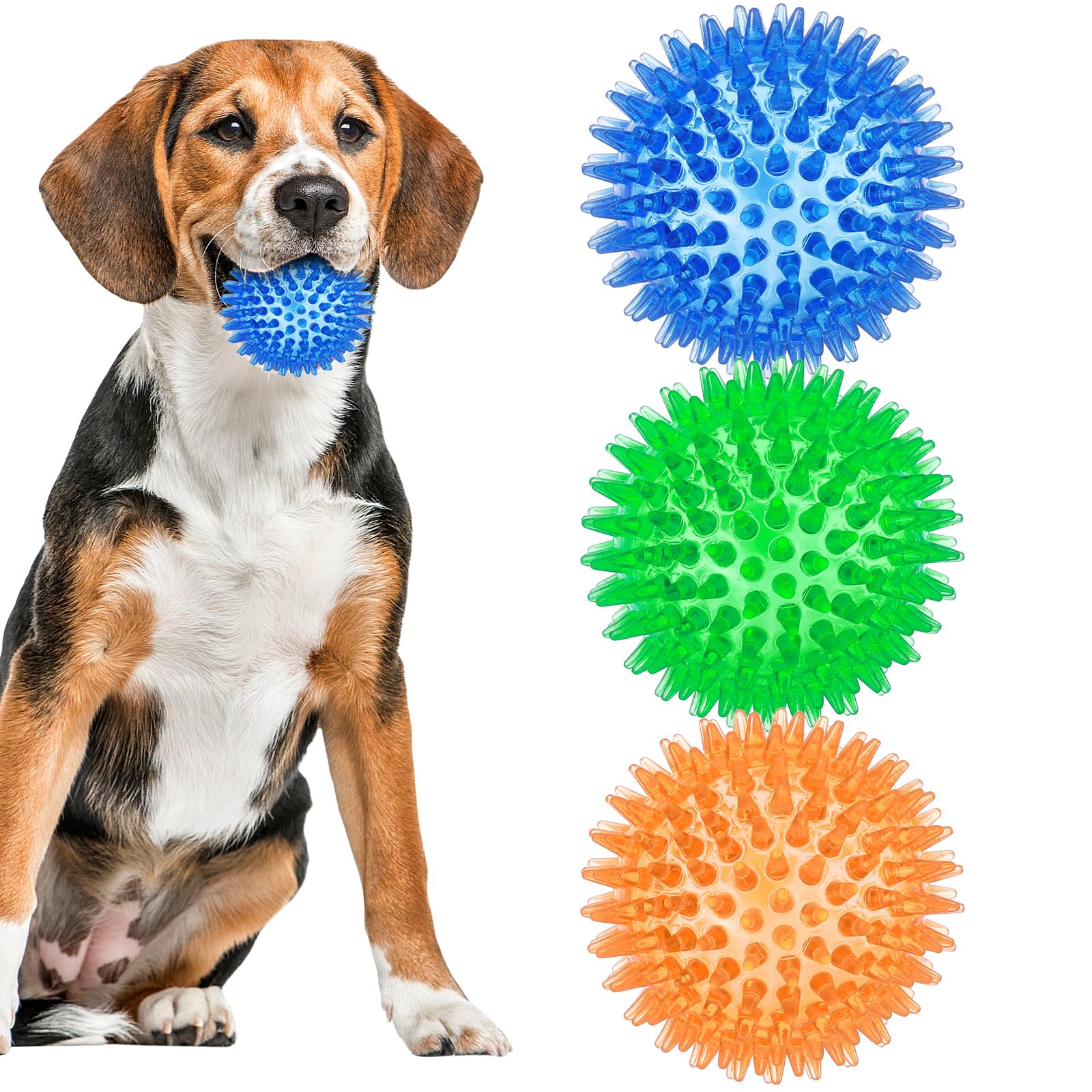 KsPups Interactive Squeaky Dog Toy Ball  3.5 Chew Ball for Small Dogs & Puppies | Dental Teething Toy for Training, Playing & 