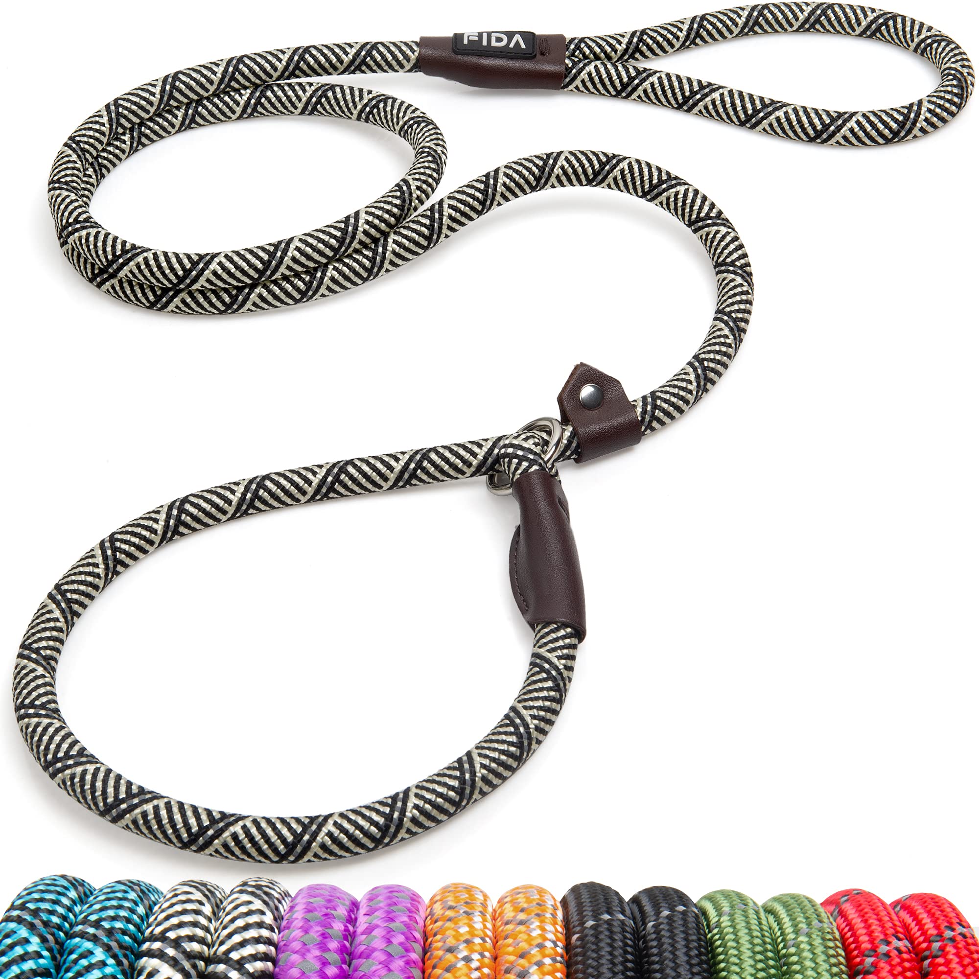 Fida Durable Slip Lead Dog Leash, 6 Ft X 1/2'' Heavy Duty Dog Loop Leash, Comfortable Strong Rope Slip Leash For Large, Medium D