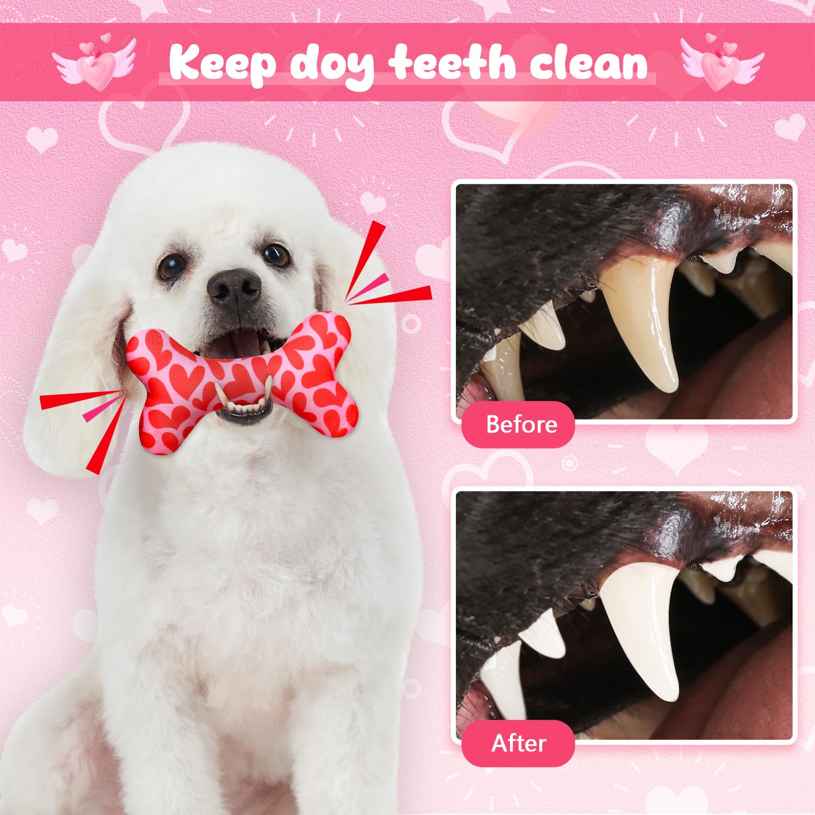 Viorawhite 8 Pack Toys For Dogs Plush Squeaky Bone Shaped Funny Toys Birthday Gift For Small Medium Large Sized Dogs(7.1 X 3.6