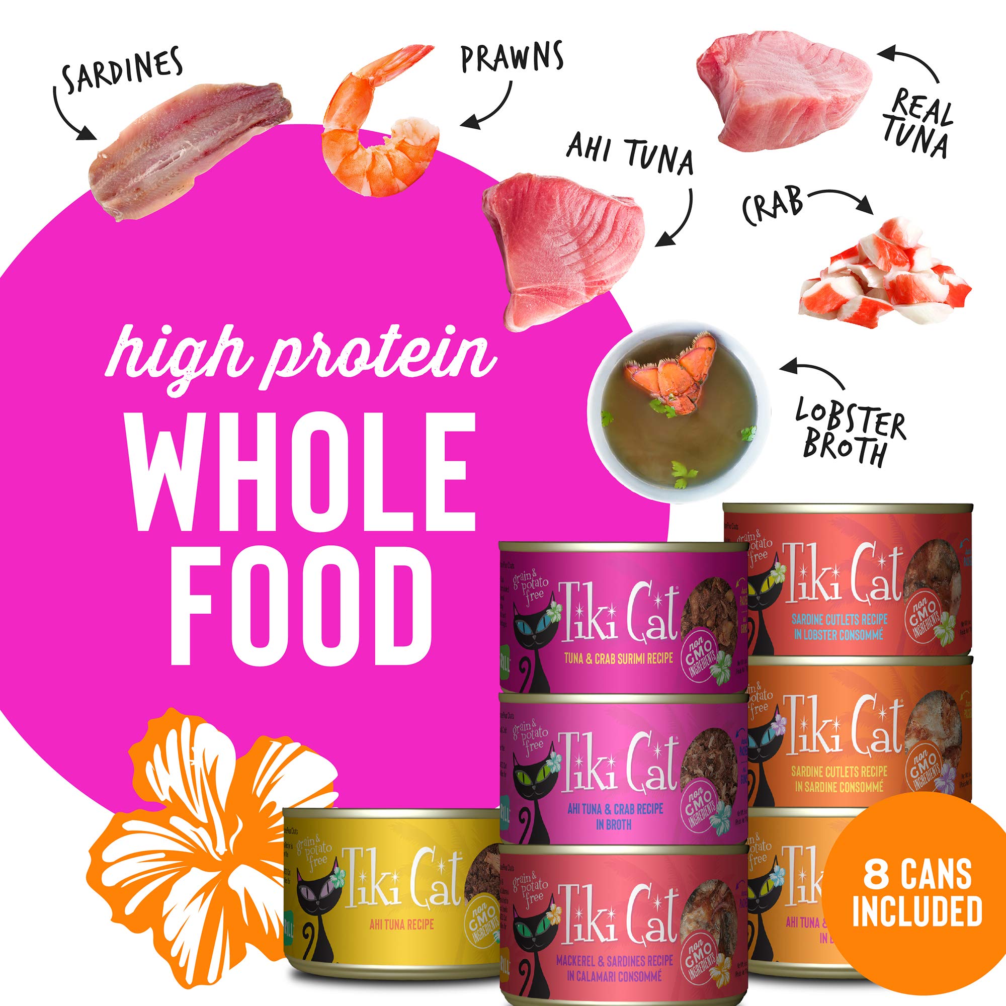 Tiki Cat Grill, Tuna & Crab Surimi, High-Protein and 100% Non-GMO Ingredients, Wet Whole Foods Cat Food for All Life Stages, 6 o