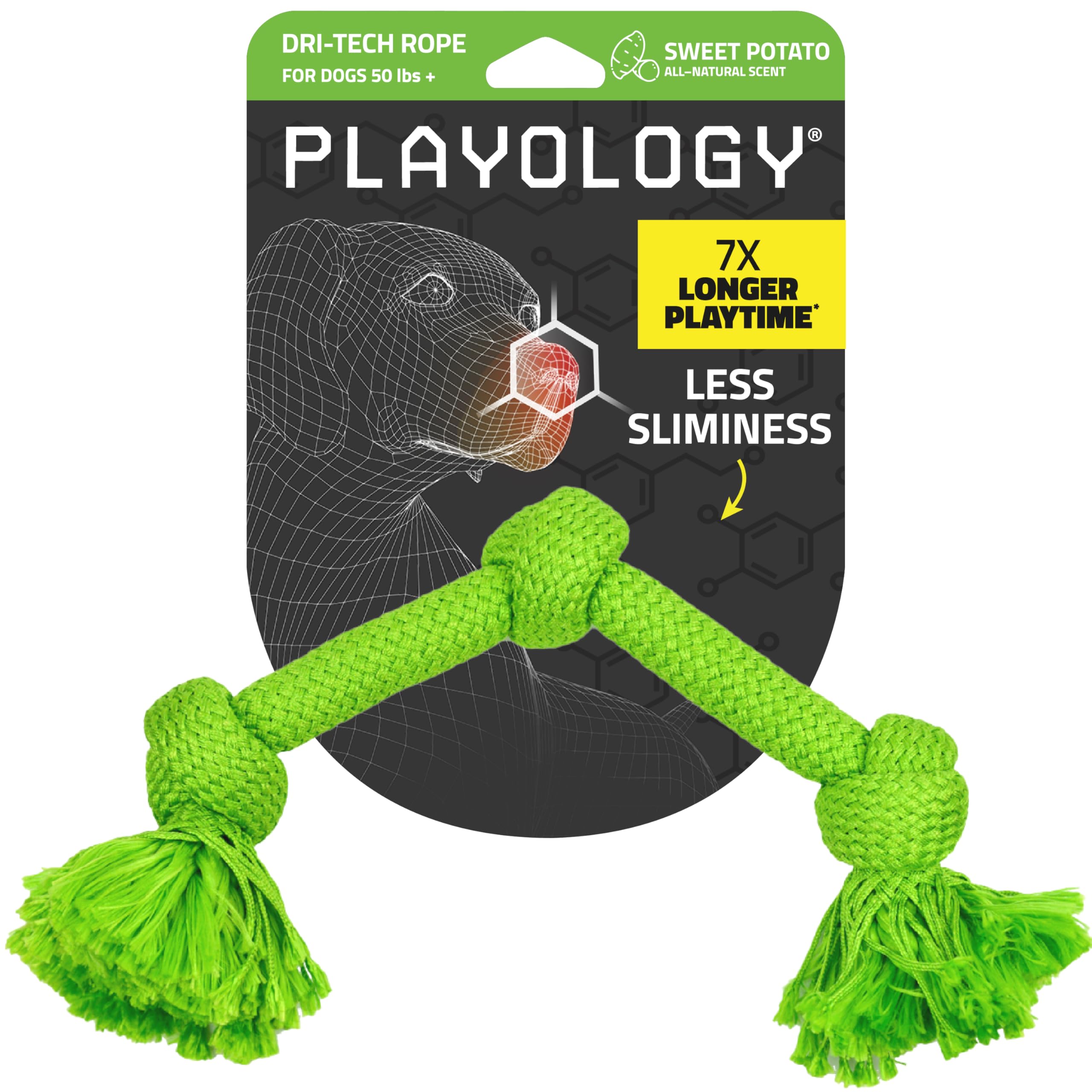 Playology Dog Toys | Dri-Tech Rope Toy Tug of War Rope for Aggressive Chewers | Jumbo Sweet Potato Scented Toy - Easy to Clean a