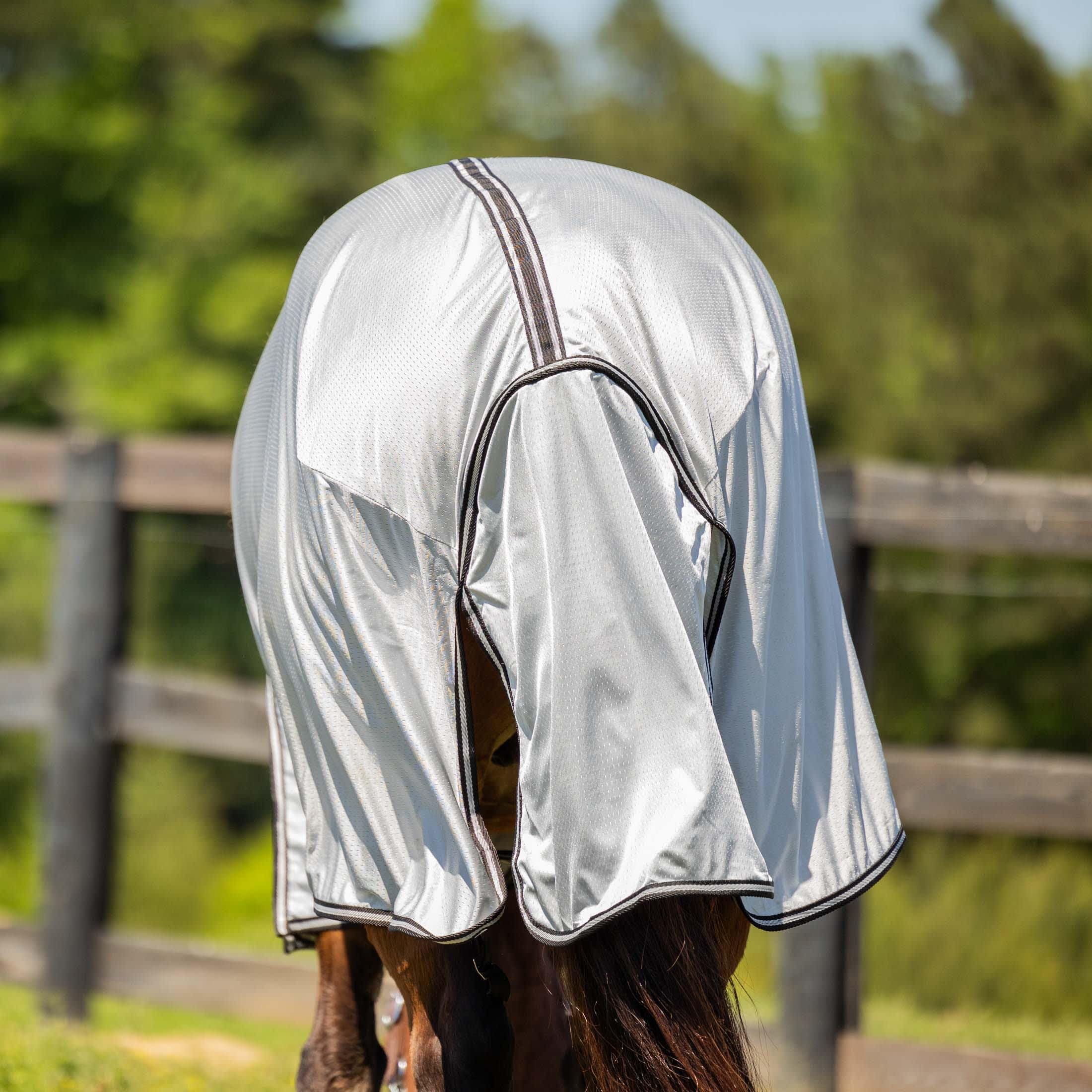 Equinavia Aktiv Athletic Detachable Neck Fly Sheet | Ultralight Poly Fabric | Extended Protection - Silver Gray - 78 In