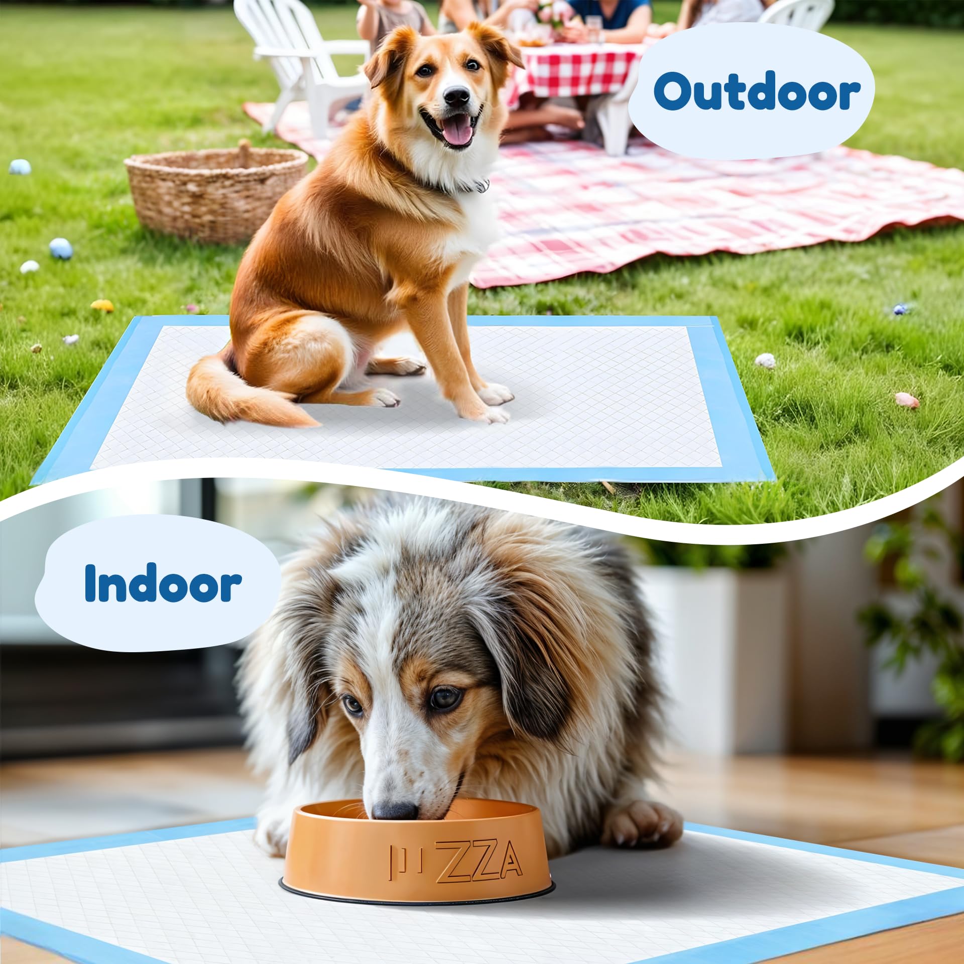 Super-Absorbent Waterproof Dog And Puppy Pet Training Pad, Housebreaking Pet Pad,Blue (23.6'X23.6' （100Pcs）)