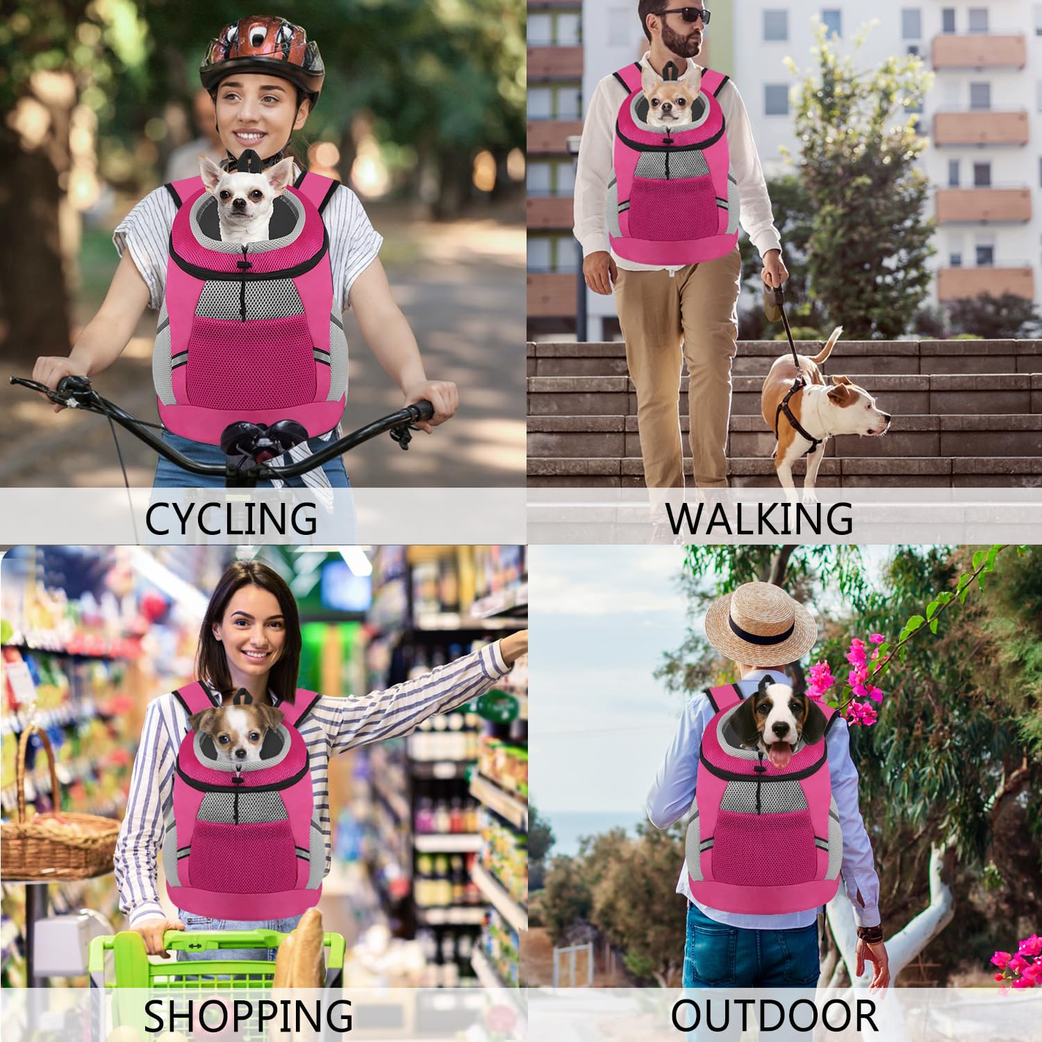 Dog Backpack Carrier, Front Chest Carrier For Cat Small Dogs, Pet Carrying Bag For Travel Hiking Cycling Outdoor Rose S (Suggest