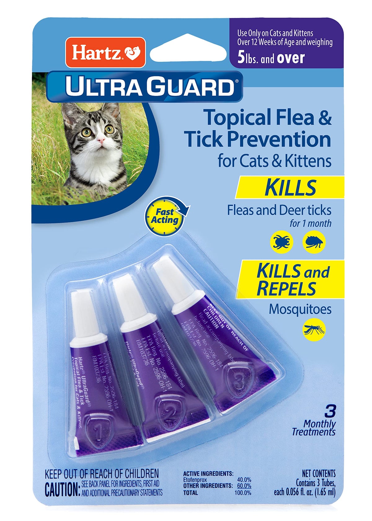 Hartz Ultraguard Topical Flea & Tick Prevention For Cats And Kittens - 3 Monthly Treatments