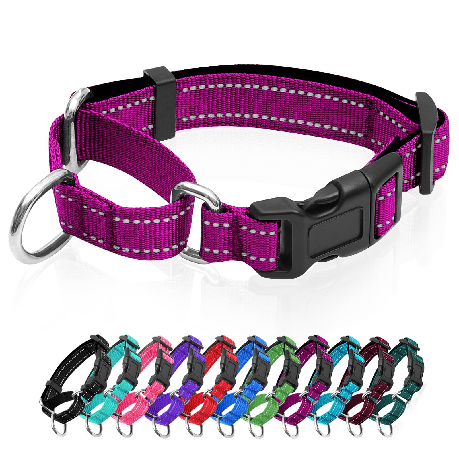 Reflective Martingale Dog Collars. Dog Collar With Quick Release Buckle. Adjustable Soft Padded Breathable Nylon Pet Collar Suit