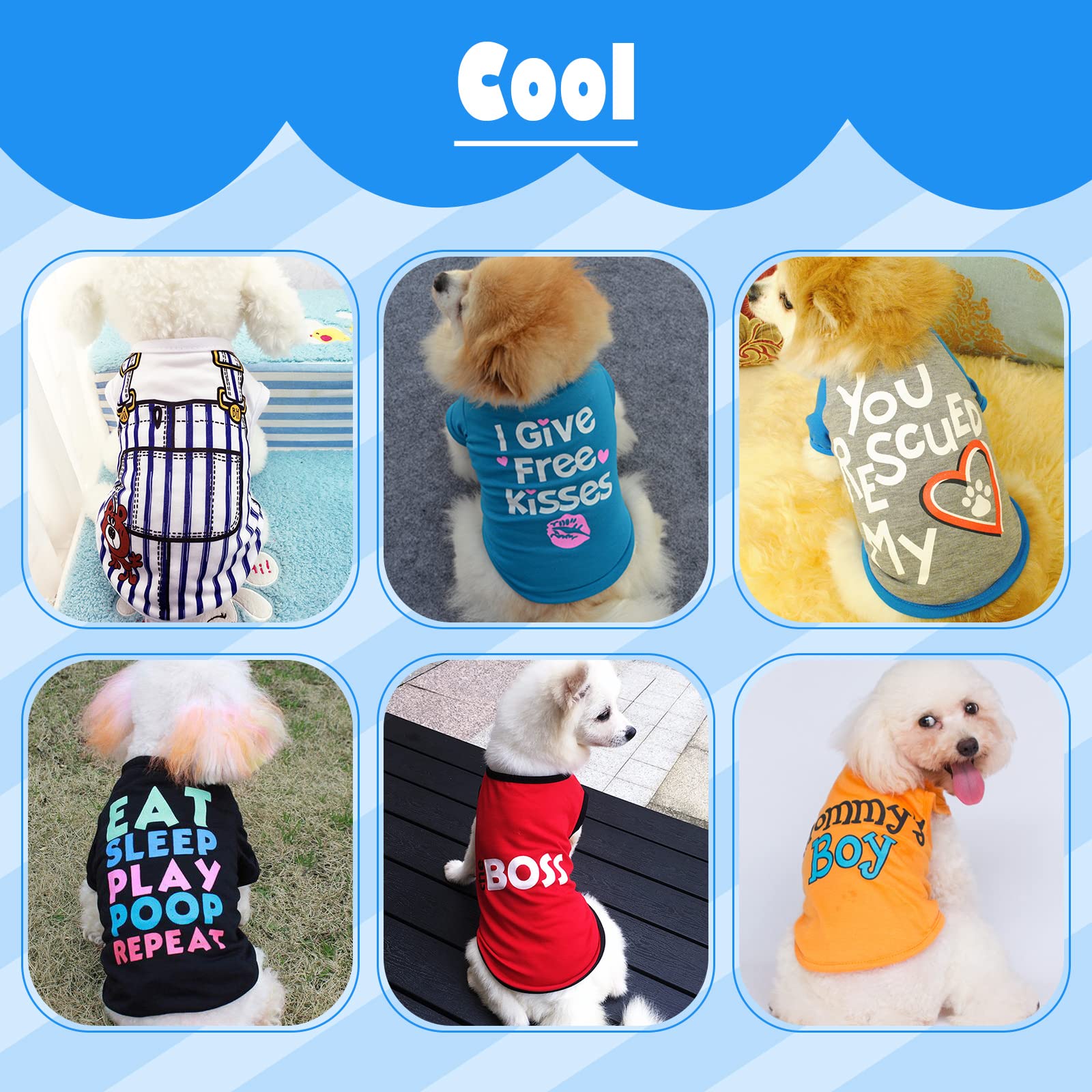 Katolk 6 Pack Dog Clothes For Small Dogs Boy And Girl, Soft And Breathable Puppy Kitten Dog Shirts With Letters For Pet Cats, Su