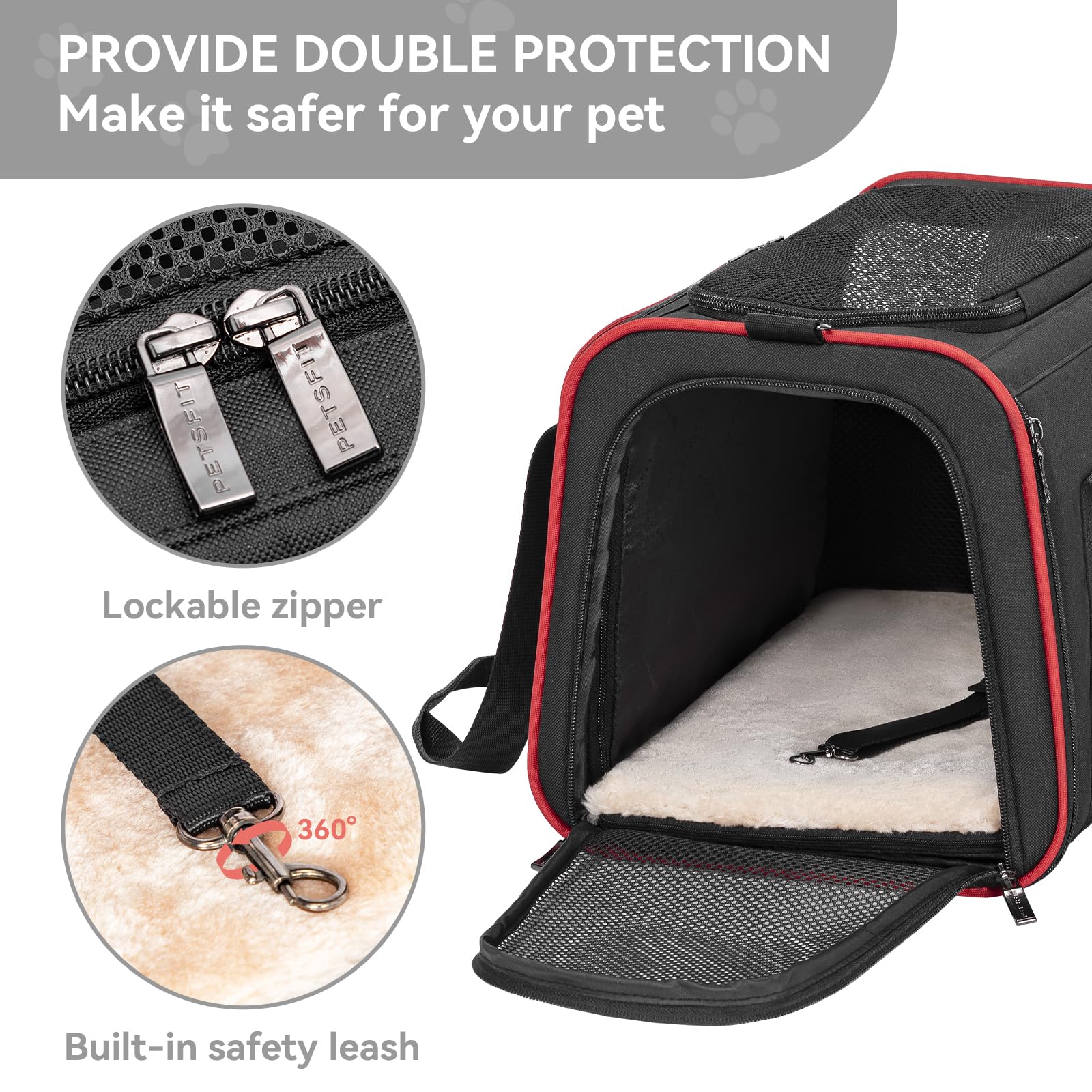 Petsfit Expandable Cat Carrier Dog Carriers,Airline Approved Soft-Sided Portable Pet Travel Washable Carrier For Kittens,Puppies
