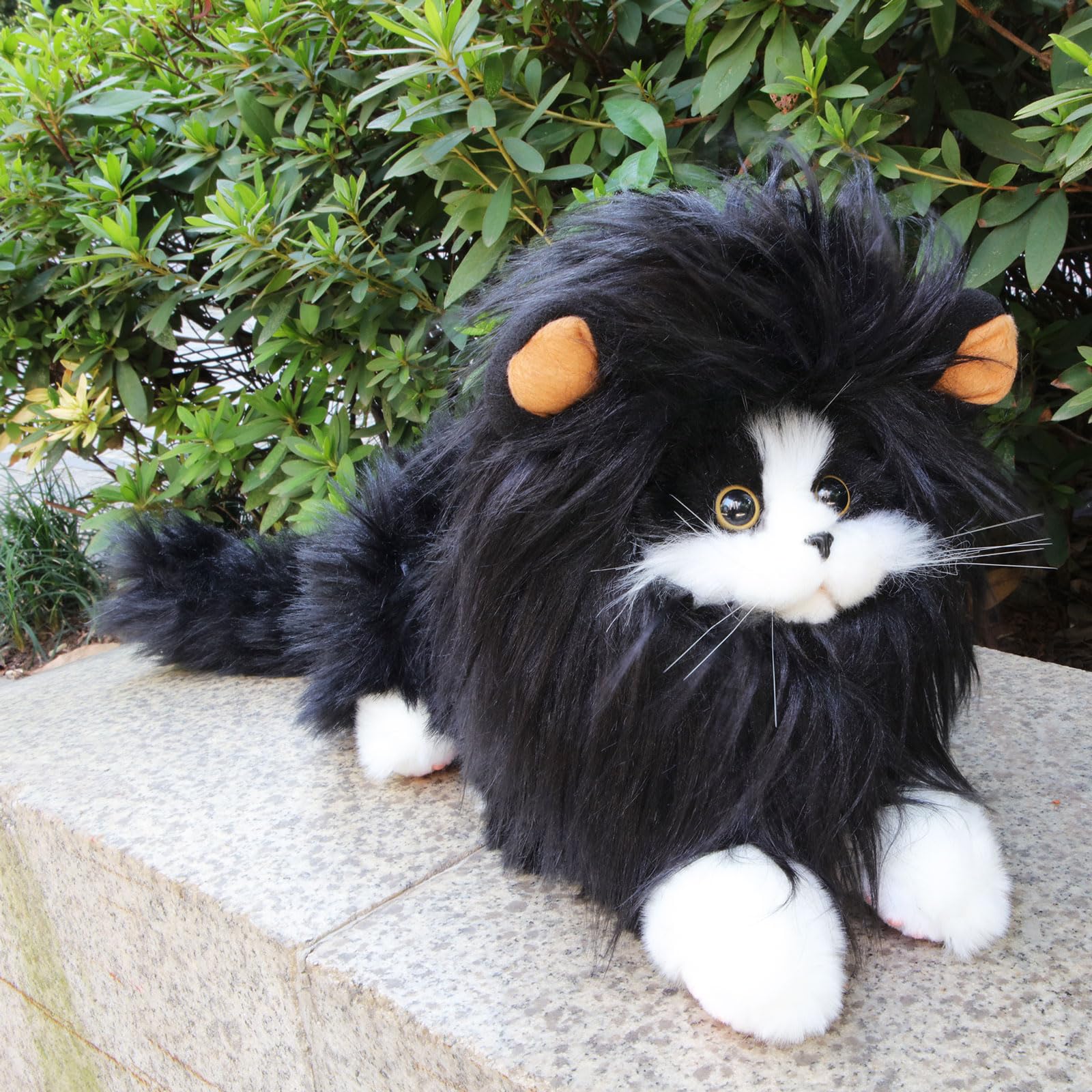 Rosylife Lion Mane Wig For Cat Costume Pet Adjustable Washable Comfortable Fancy Lion Hair Cat Clothes Dress For Halloween Christmas Easter Festival Party Activity (Medium, Black)