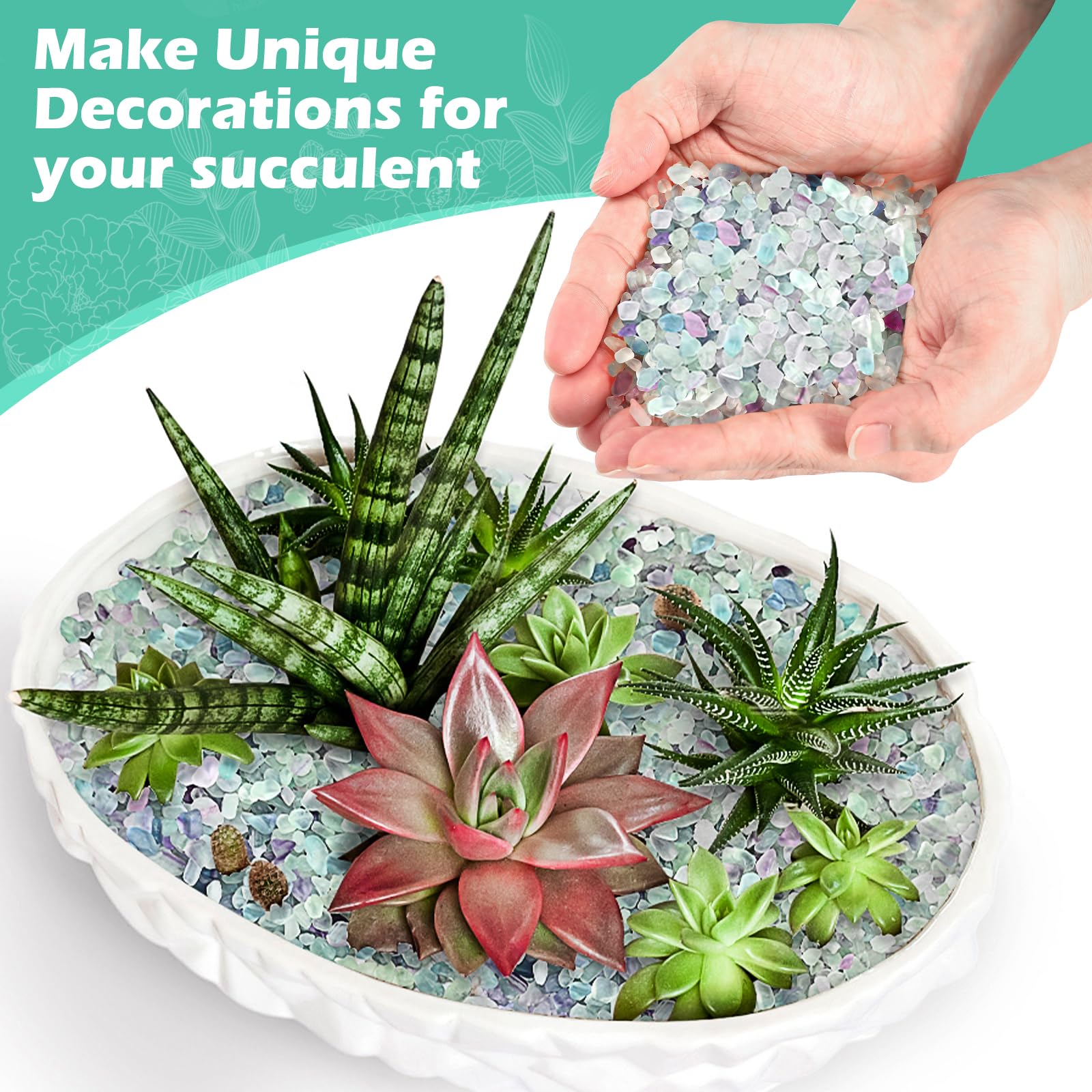 KUKUBAGS 2 Lb/920g Small Pebbles for Indoor Plants, 0.15-0.3 Decorative Pebbles Vase Filler, Crystal Chips Crushed Stone, Aquari