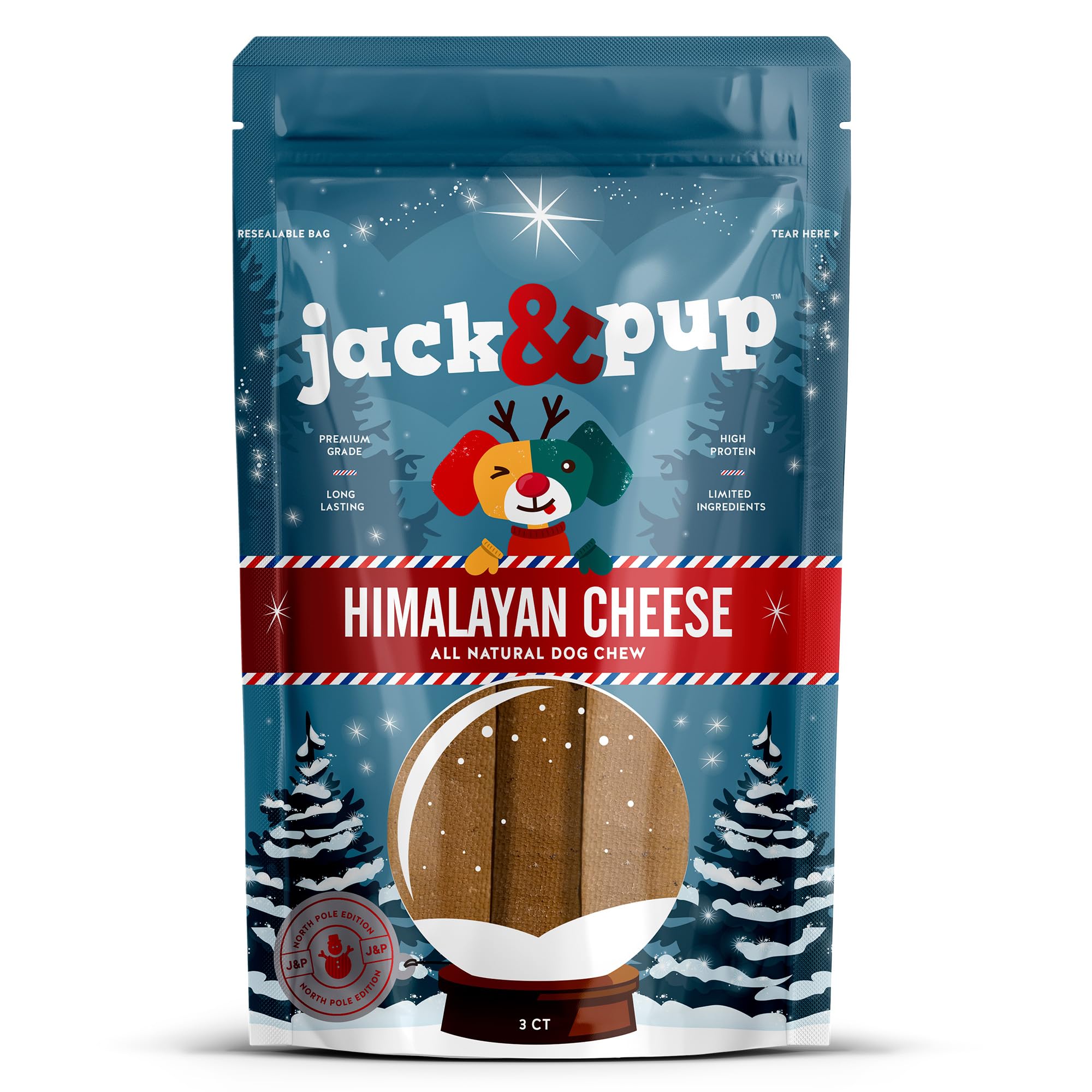 Jack&Pup Yak Cheese Himalayan Dog Chews | Dog Yak Chews for Large Dogs Aggressive Chewers | Hard Yak Cheese Stick (9oz, 3 Pack)