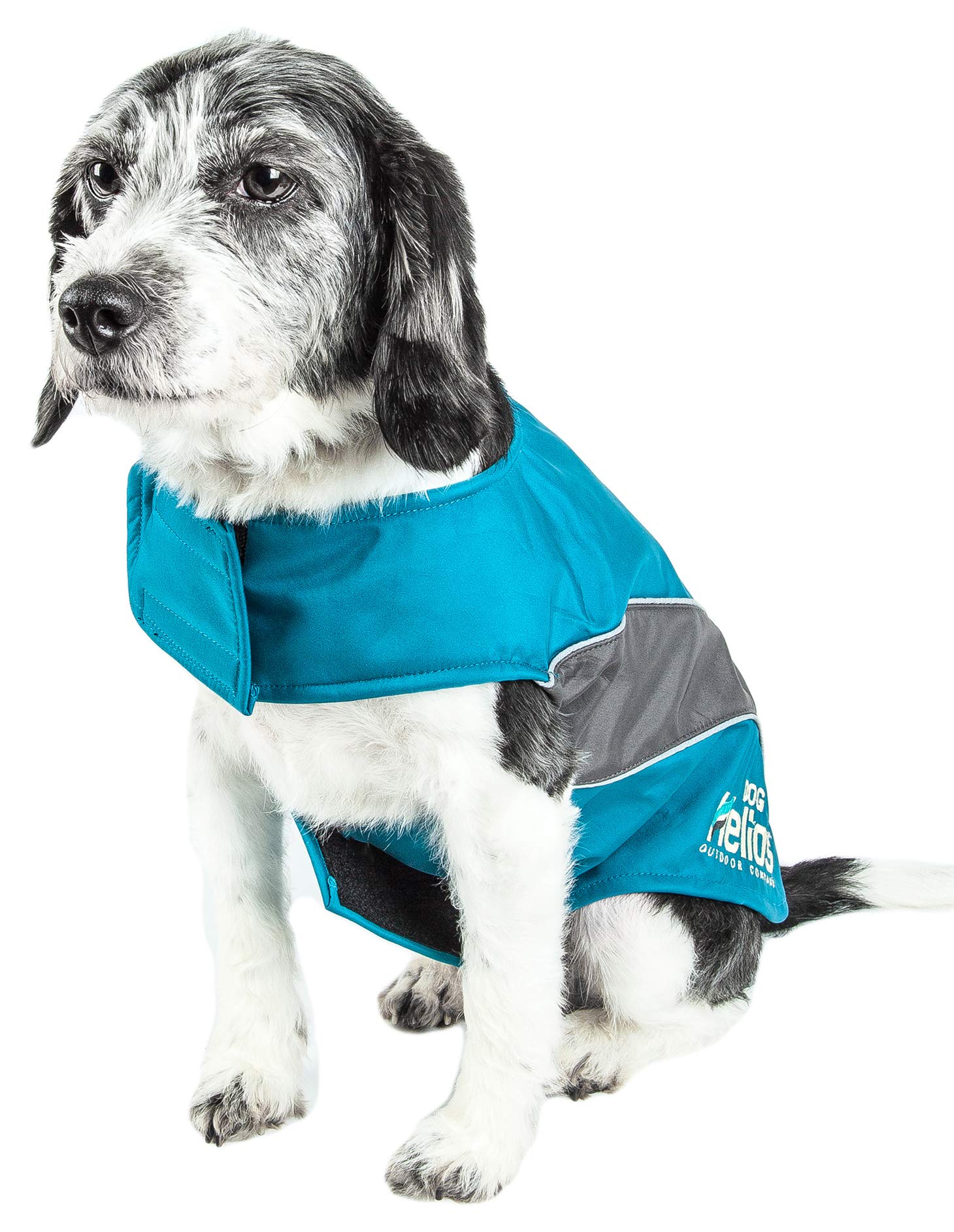 DOGHELIOS 'High Octane' Softshell Neoprene Polar Fleece Reflective Performance Pet Dog Coat Jacket w/Blackshark Technology, Medi