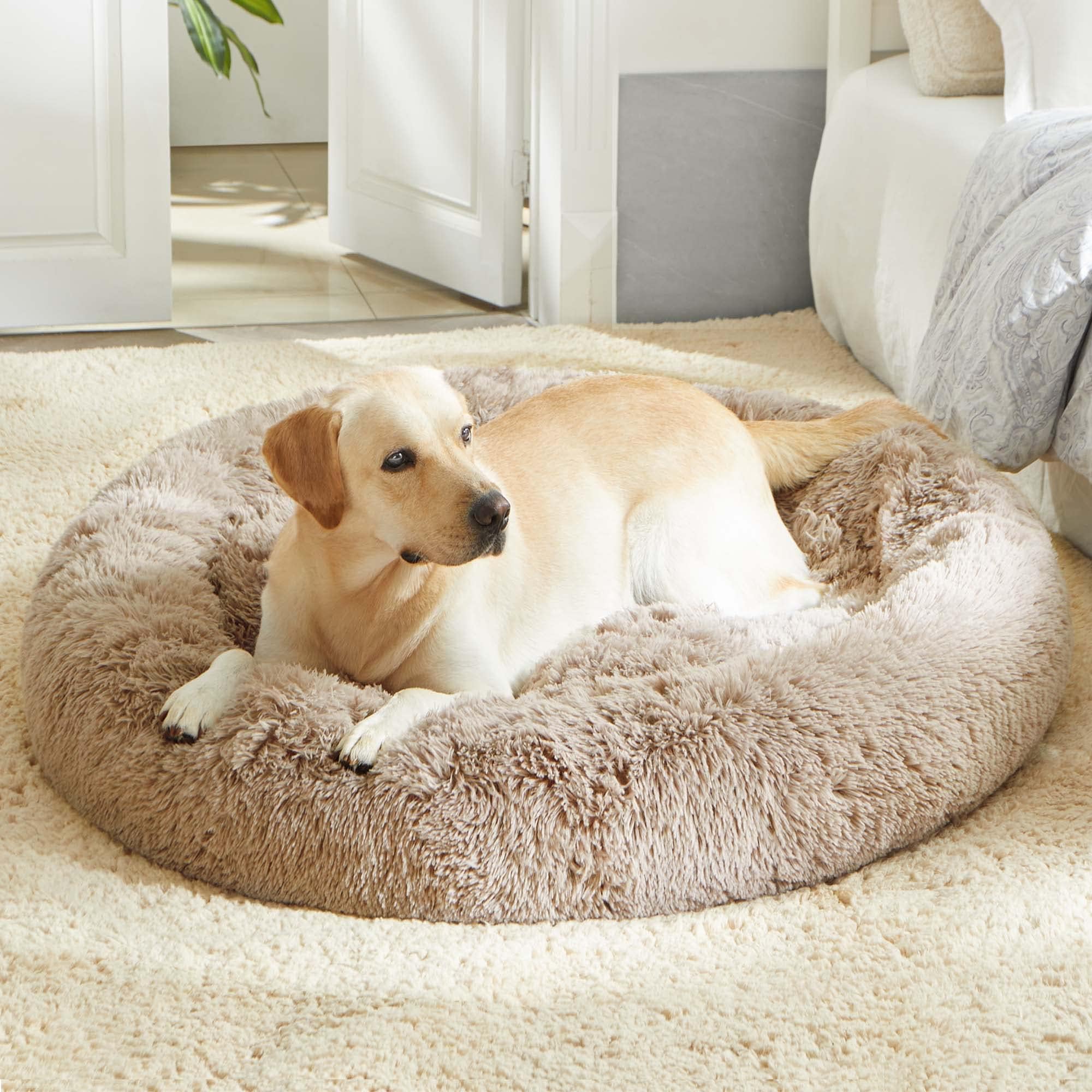 Western Home Wh Calming Dog & Cat Donut Cuddler, Anti-Anxiety Warming Cozy Soft Round Bed, Fluffy Faux Fur Plush Cushion For Small Medium Dogs And Cats (20'/24'/30'/36')