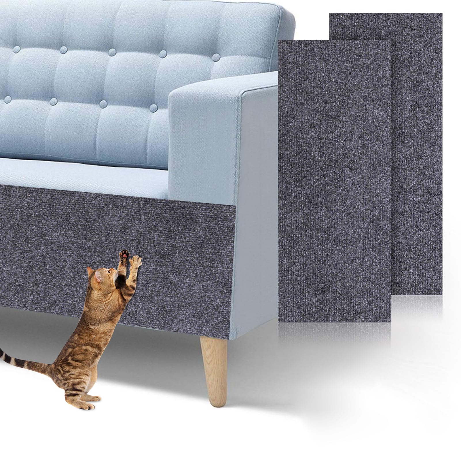 Palksky Diy Climbing Cat Scratcher Mat, 2Pack 39.4'X15.8' Trimmable Cat Scratching Post, Cat Scratching Mat Self-Adhesive Repl
