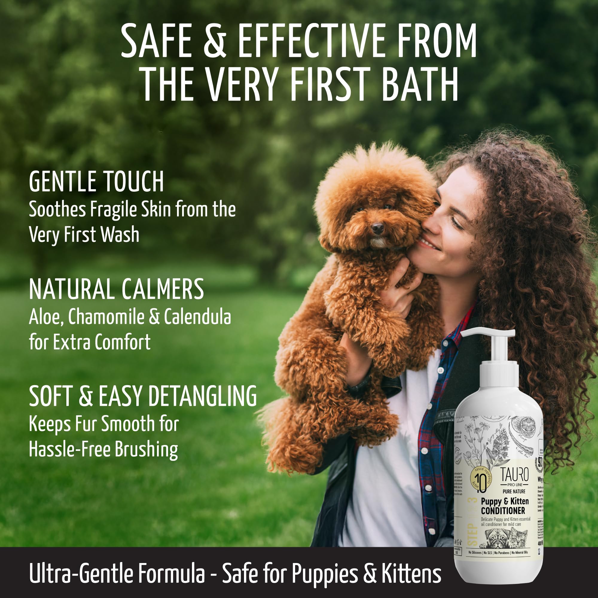 Tauro Proline Pure Nature Delicate Puppy Sulfate Parabens Sls Free Natural Composition Gentle Puppy Conditioner With Essential O