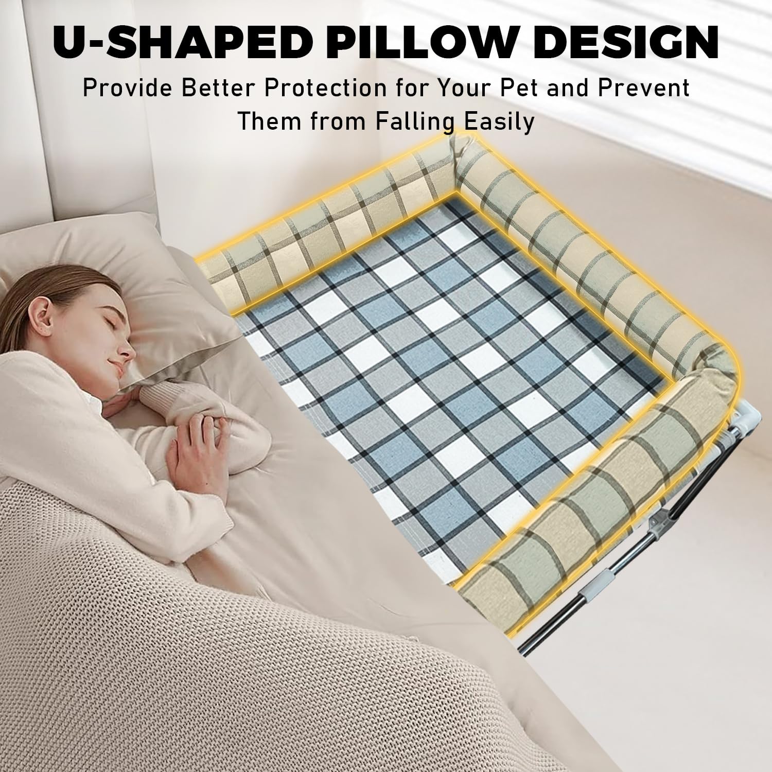 Bedside Cosleeper Pet Dog Bed - Dog Beds With Pillow Extension Attached To Human Bed Height Raised Pet Window Perch (34'' X 26''