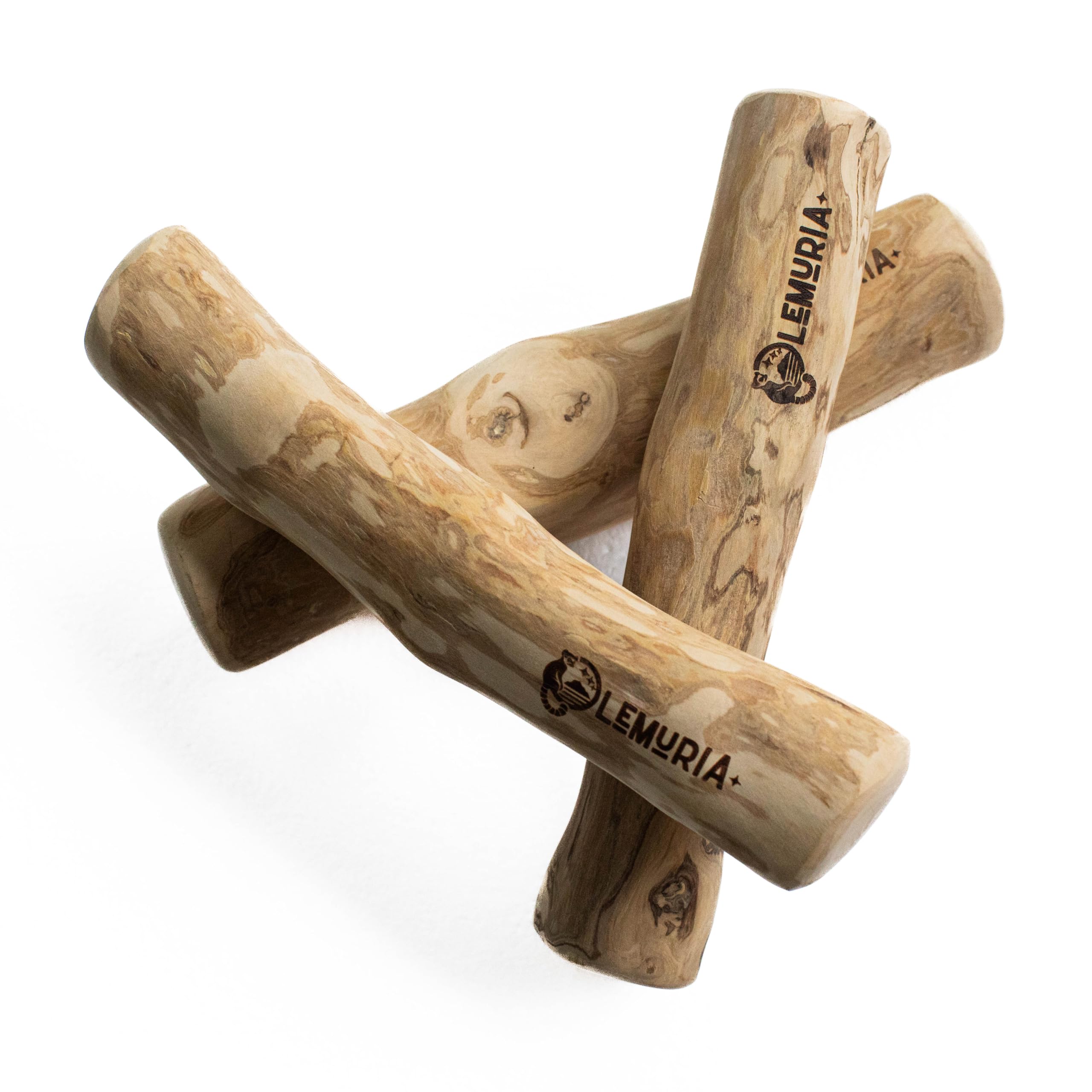 lemuria Dog Chew Toy Set - 3 Natural Wooden Bone Sticks, Extra Large, Safe for Teeth, Stress Relief for Large Dogs
