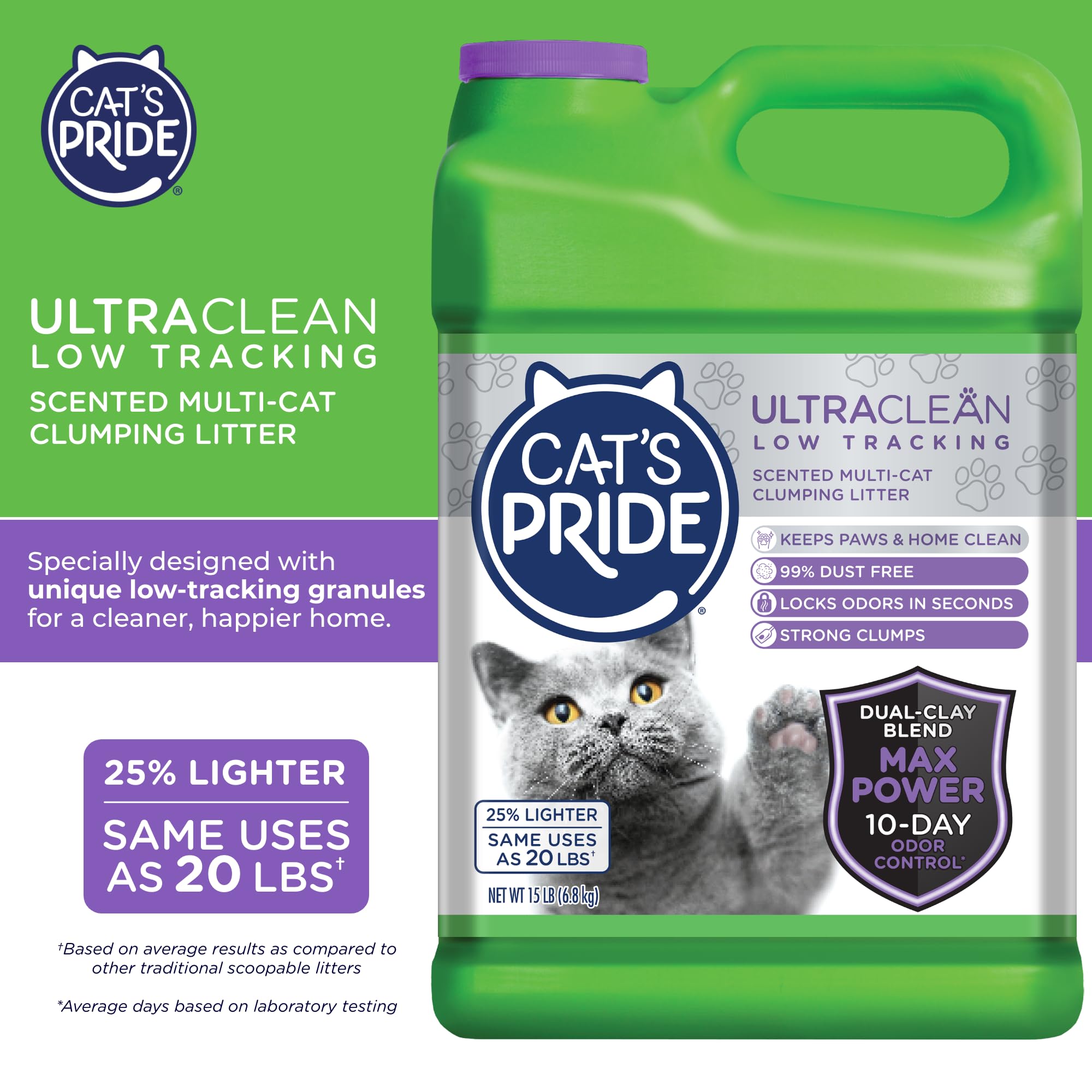 Cat'S Pride Max Power: Ultraclean Low Tracking Multi-Cat Clumping Litter - Keeps Paws & Home Clean - Up To 10 Days Of Powerful O