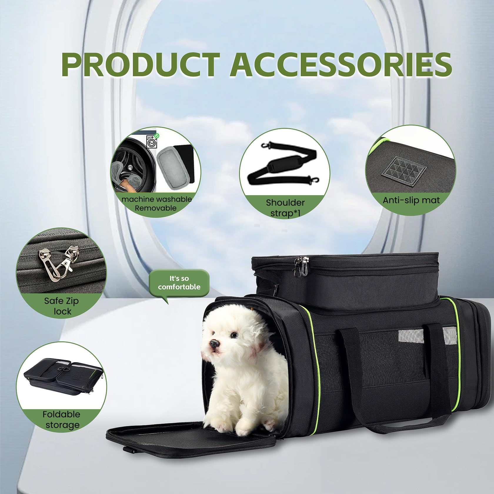 Daross Airline Approved Pet Carrier For Small Dogs & Cats | Soft-Sided Lightweight Collapsible Travel Carrier With Ventilation M